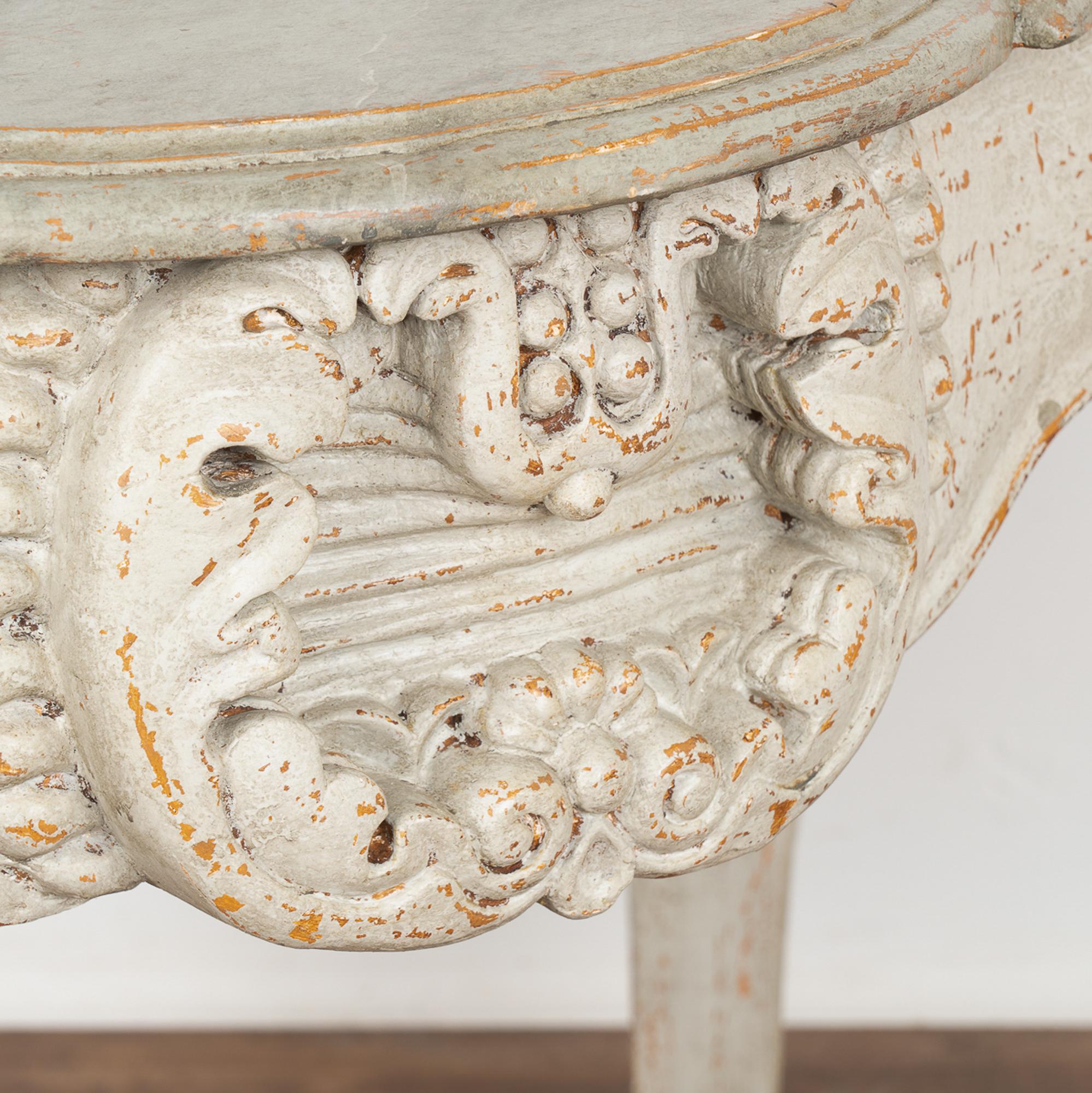 Antique Rococo Gray Painted Side Table, Italy circa 1890 For Sale 3