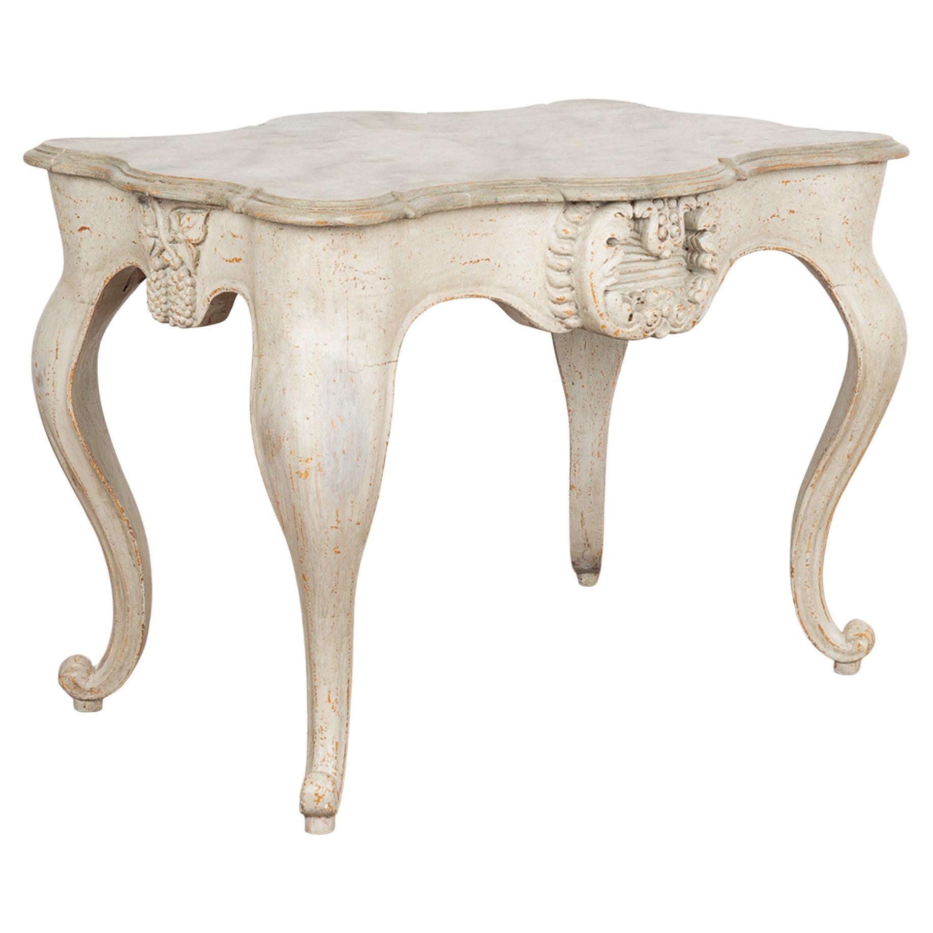 Antique Rococo Gray Painted Side Table, Italy circa 1890 For Sale