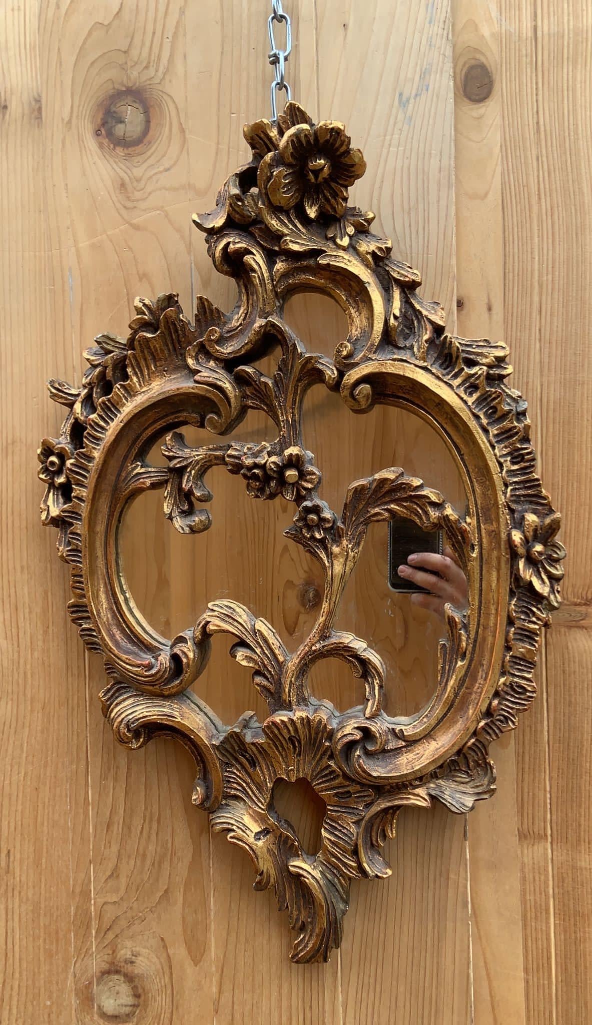 20th Century Antique Rococo Italian Carved Ornate Gilt Wall Mirror For Sale