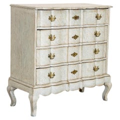 Antique Rococo Large Chest of Drawers Painted Blue