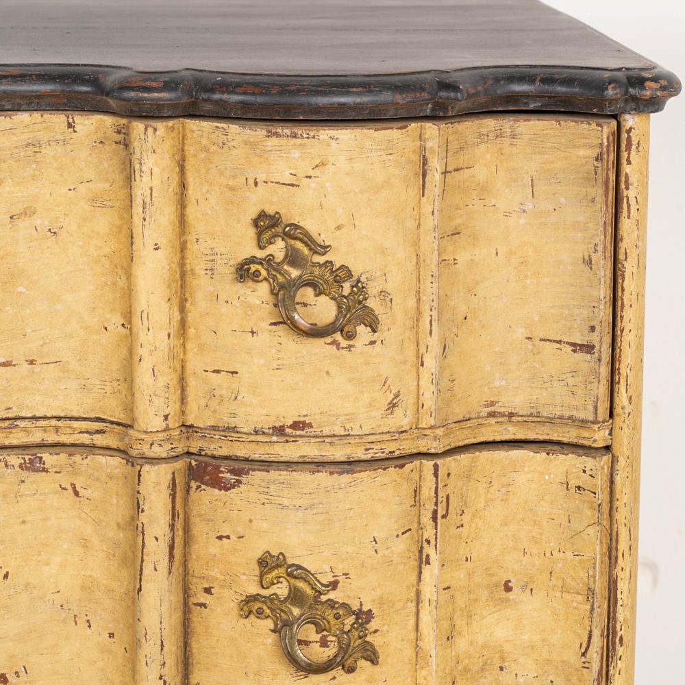 Antique Rococo Large Oak Chest of Drawers Painted Yellow, Denmark, circa 1800s For Sale 4