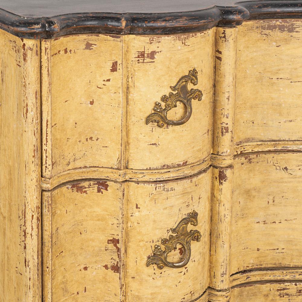 Antique Rococo Large Oak Chest of Drawers Painted Yellow, Denmark, circa 1800s For Sale 3