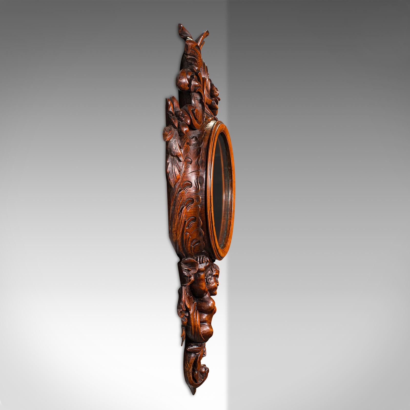 Antique Rococo Mirror, Italian, Carved Fruitwood, Hall, Lounge, Victorian, 1900 In Good Condition For Sale In Hele, Devon, GB