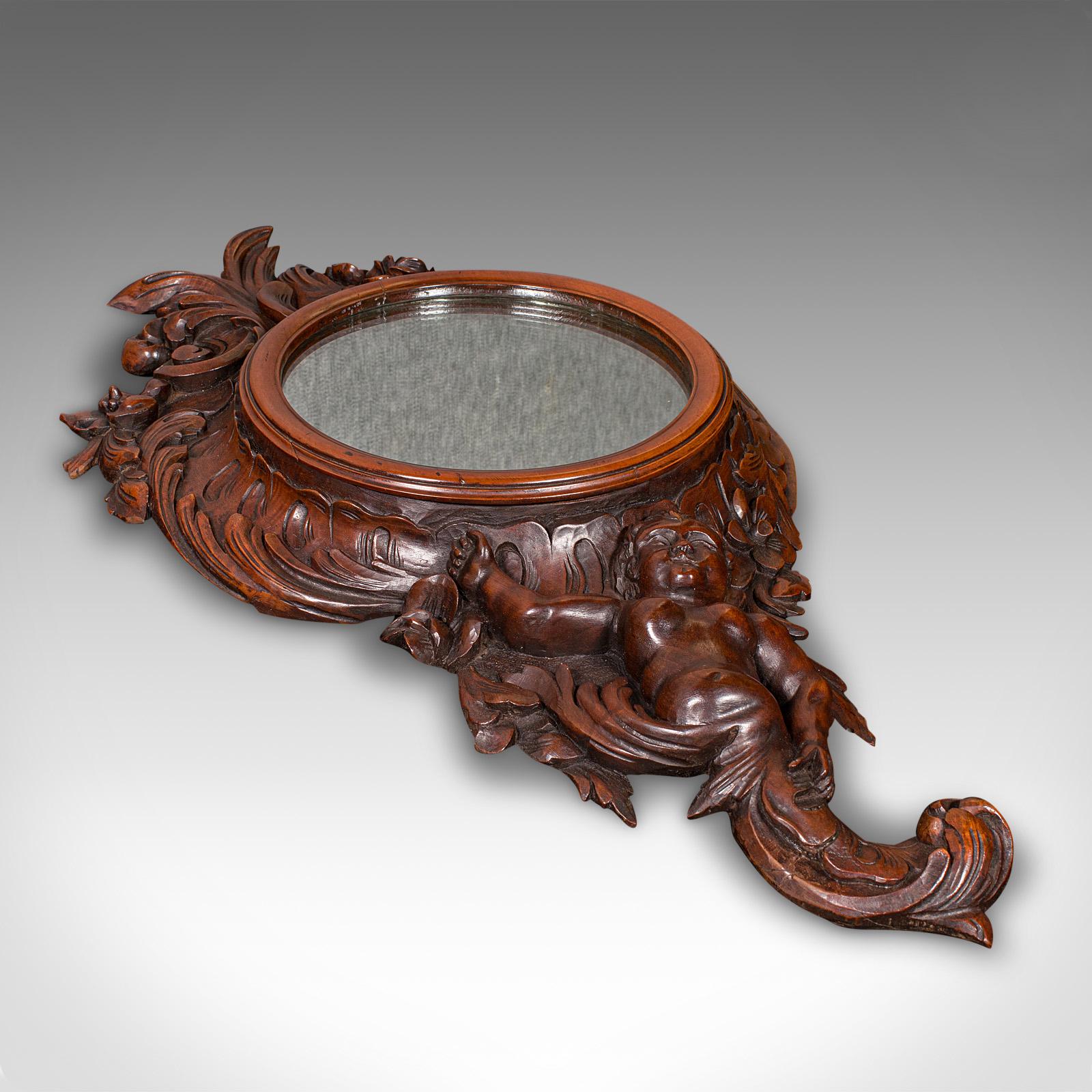 20th Century Antique Rococo Mirror, Italian, Carved Fruitwood, Hall, Lounge, Victorian, 1900 For Sale