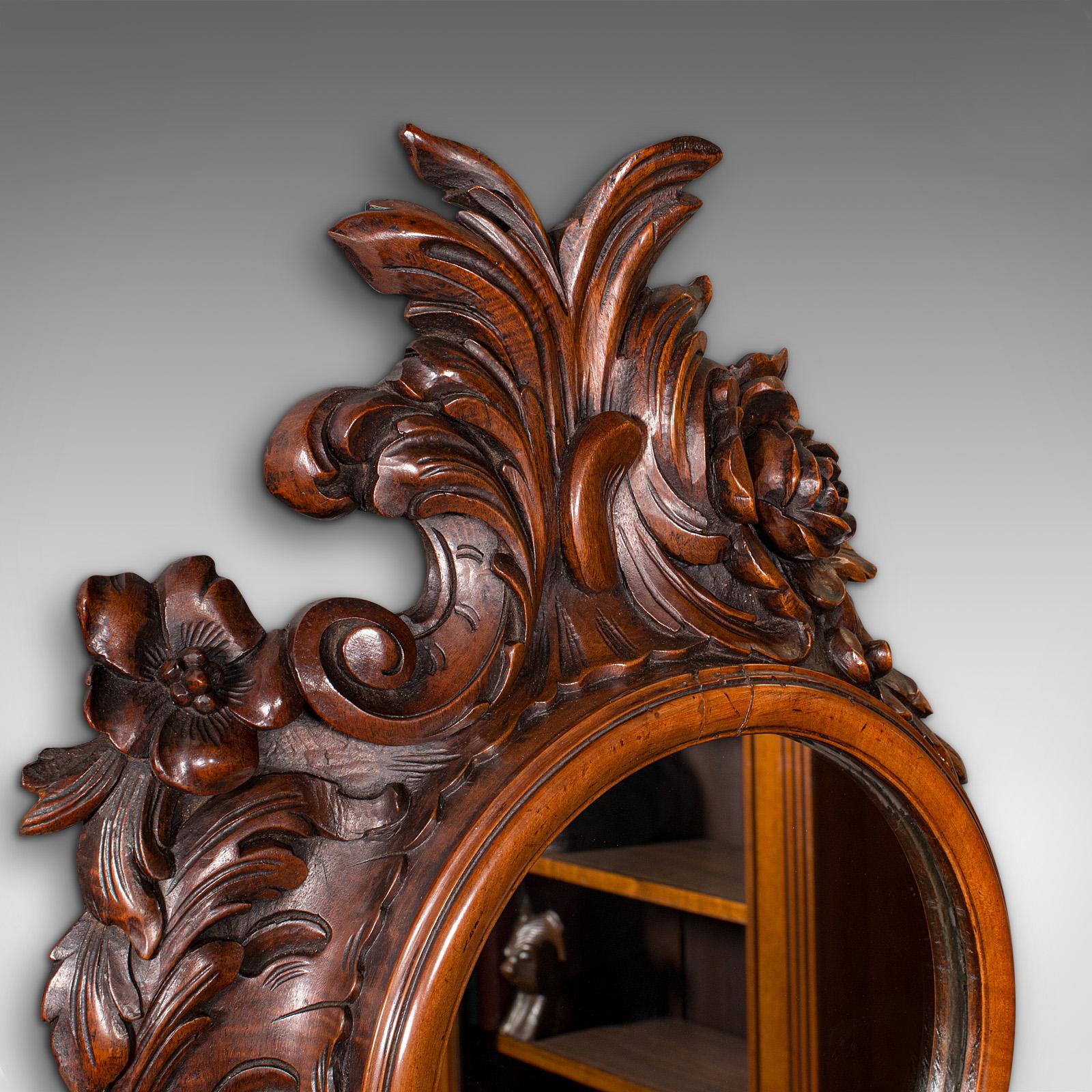 Glass Antique Rococo Mirror, Italian, Carved Fruitwood, Hall, Lounge, Victorian, 1900 For Sale