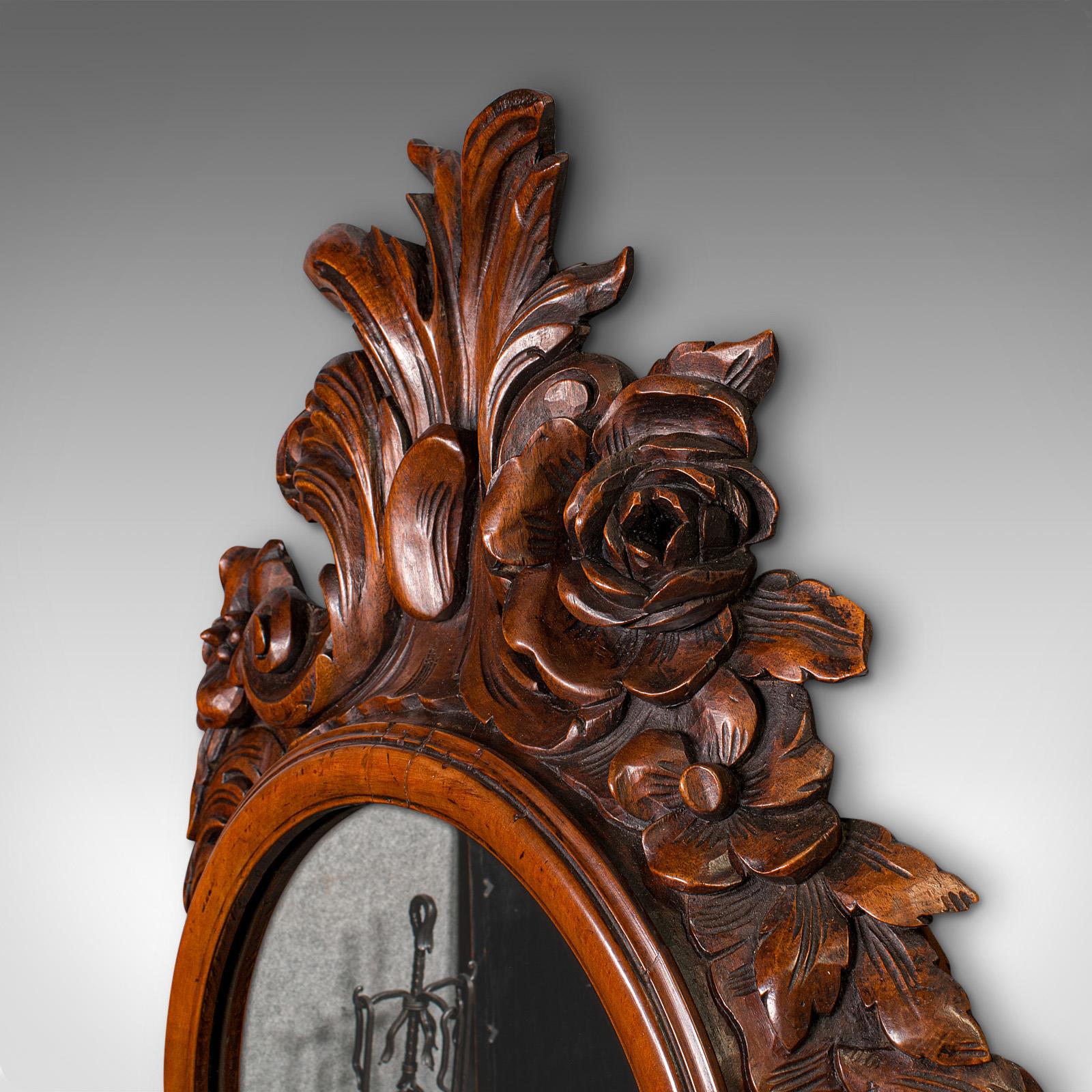 Antique Rococo Mirror, Italian, Carved Fruitwood, Hall, Lounge, Victorian, 1900 For Sale 1
