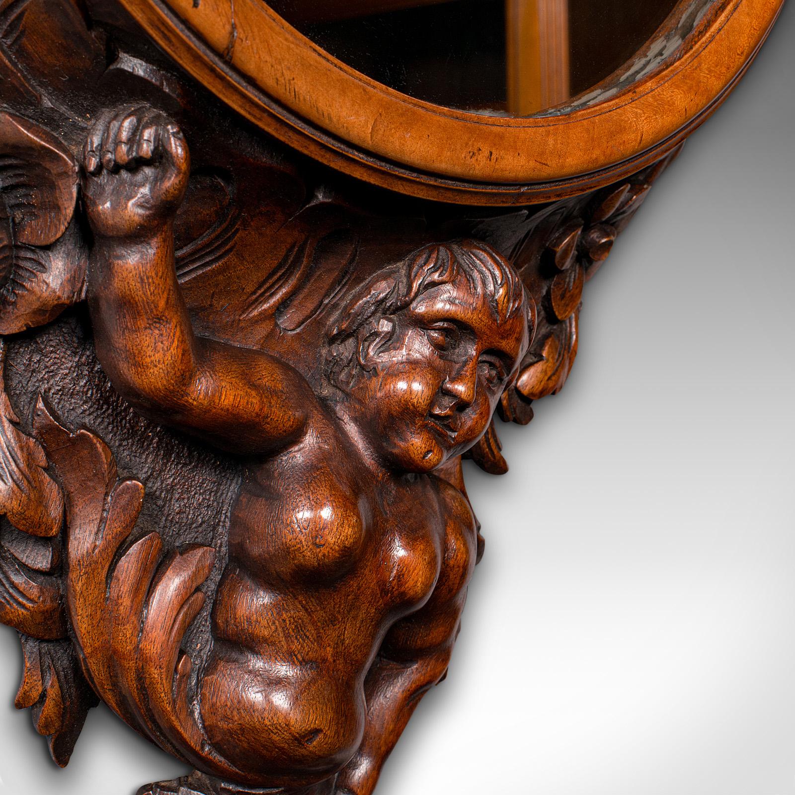 Antique Rococo Mirror, Italian, Carved Fruitwood, Hall, Lounge, Victorian, 1900 For Sale 3