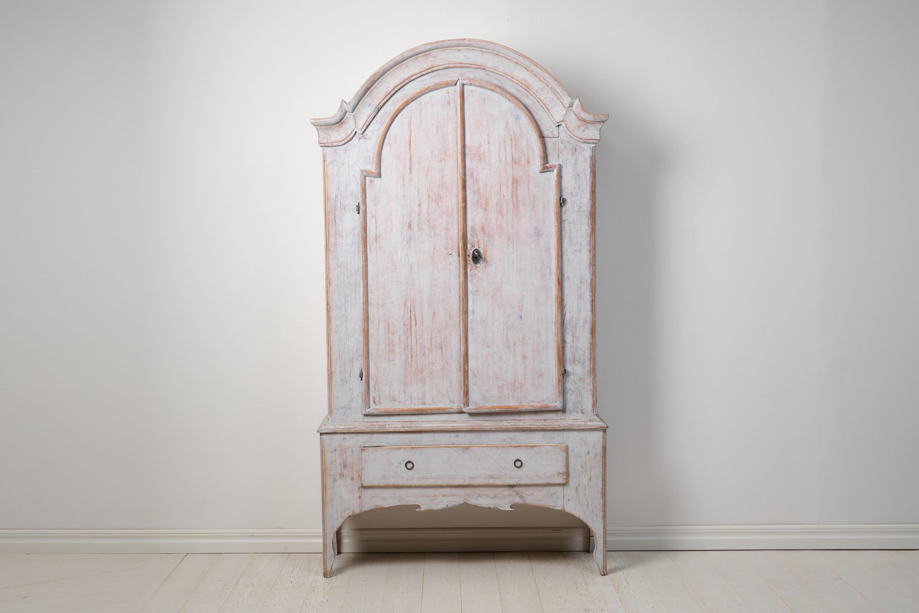 Antique Rococo Northern Swedish Rustic Genuine Grey Country Cabinet 1