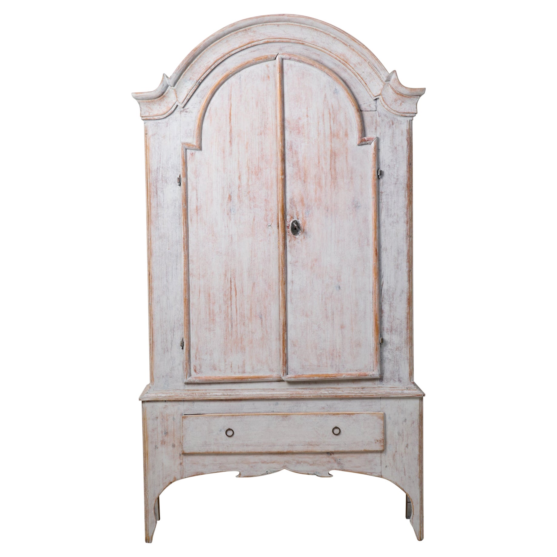 Antique Rococo Northern Swedish Rustic Genuine Grey Country Cabinet