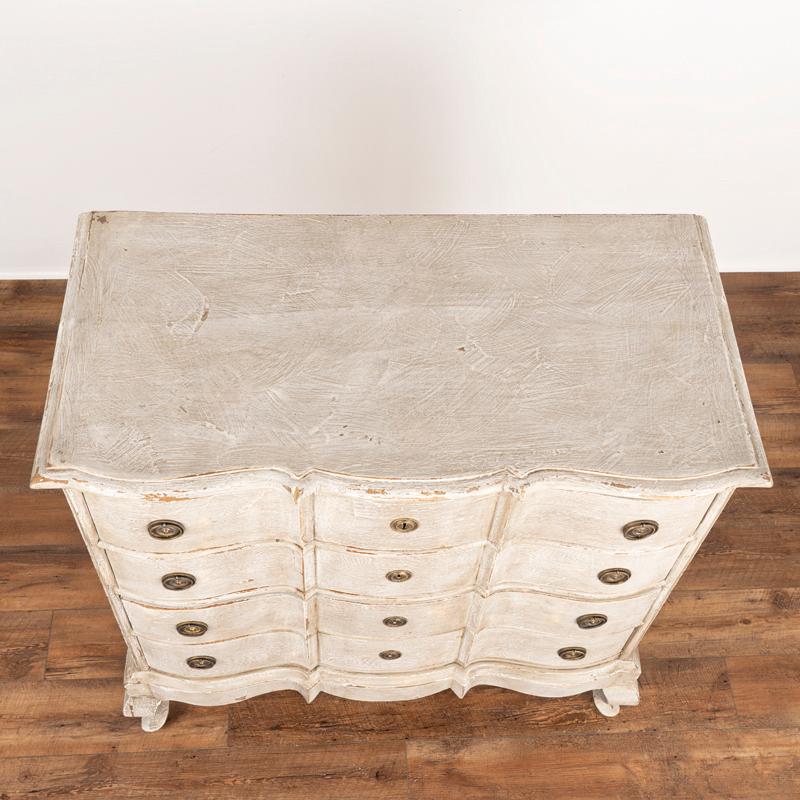 Antique Rococo Oak Large Chest of Drawers Painted Gray For Sale 4