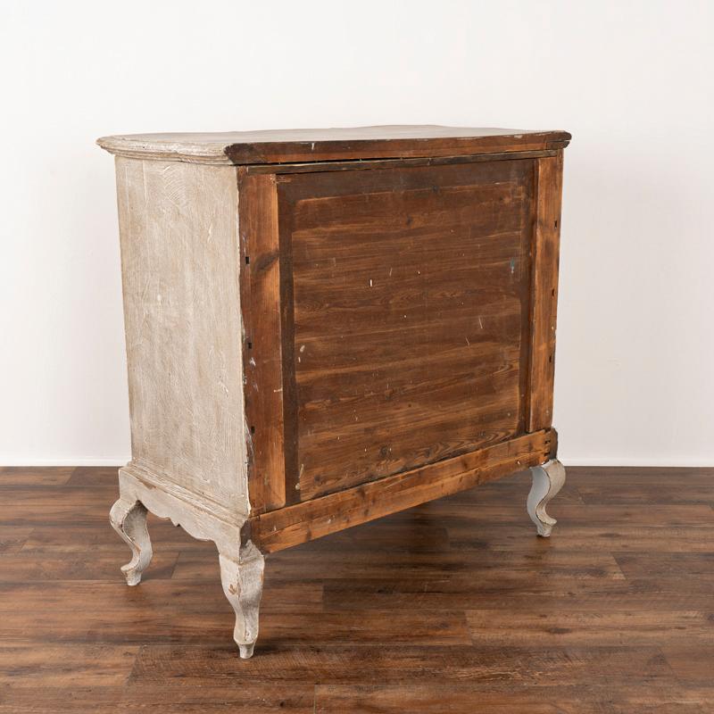 19th Century Antique Rococo Oak Large Chest of Drawers Painted Gray For Sale