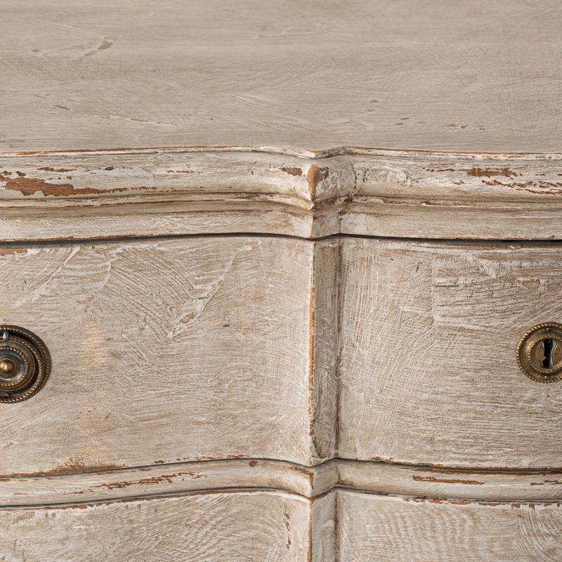 Wood Antique Rococo Oak Large Chest of Drawers Painted Gray For Sale