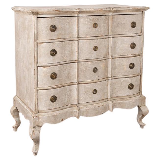 Antique Rococo Oak Large Chest of Drawers Painted Gray