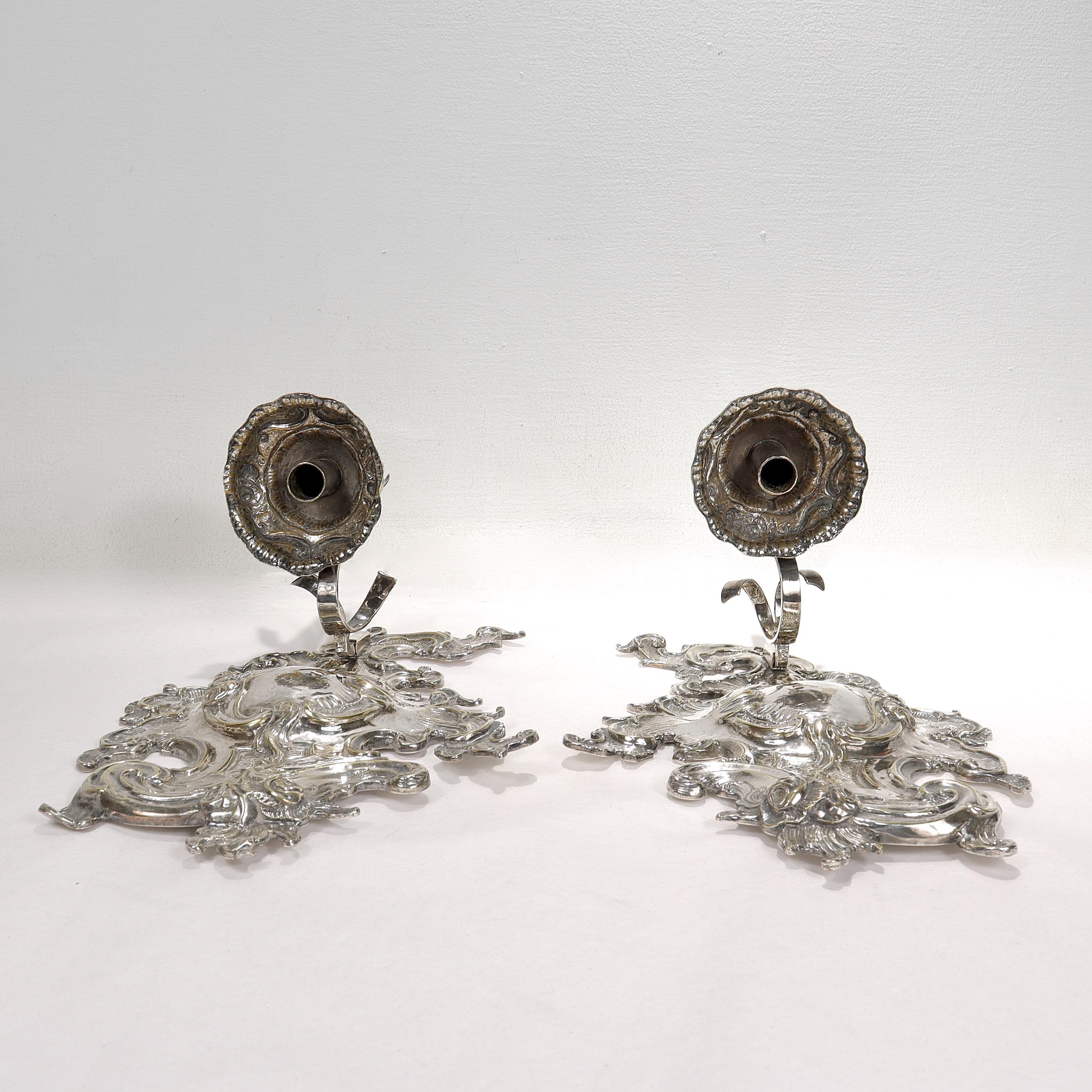 Antique Rococo or Rococo Revival Silver Plated Wall Sconces For Sale 10
