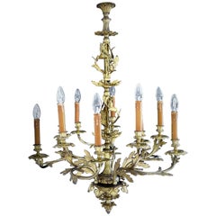 FINAL SALE Antique Rococo Ormolu Ten Light Chandelier