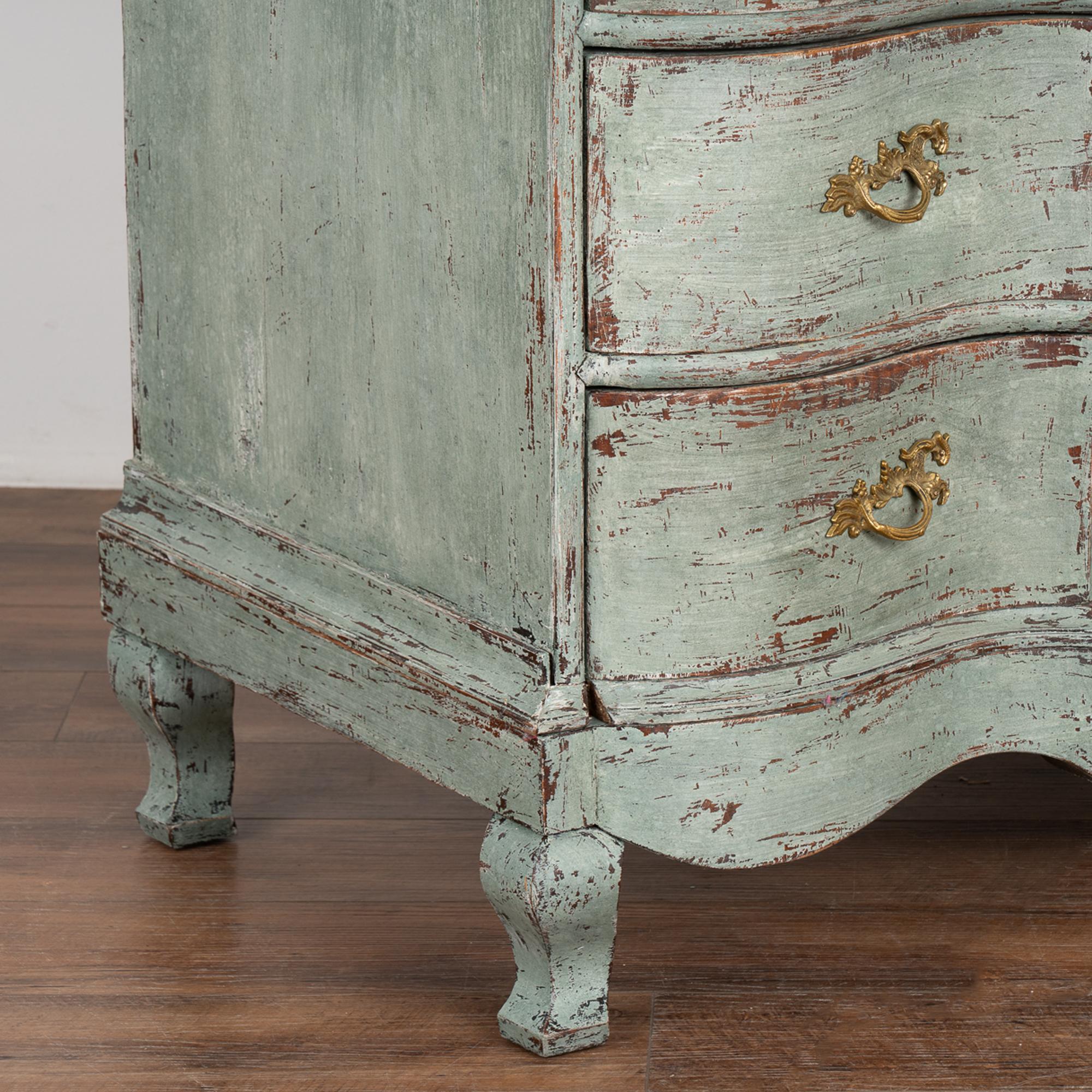 Oak Antique Rococo Painted Large Chest of Four Drawers, Denmark circa 1750-80 For Sale
