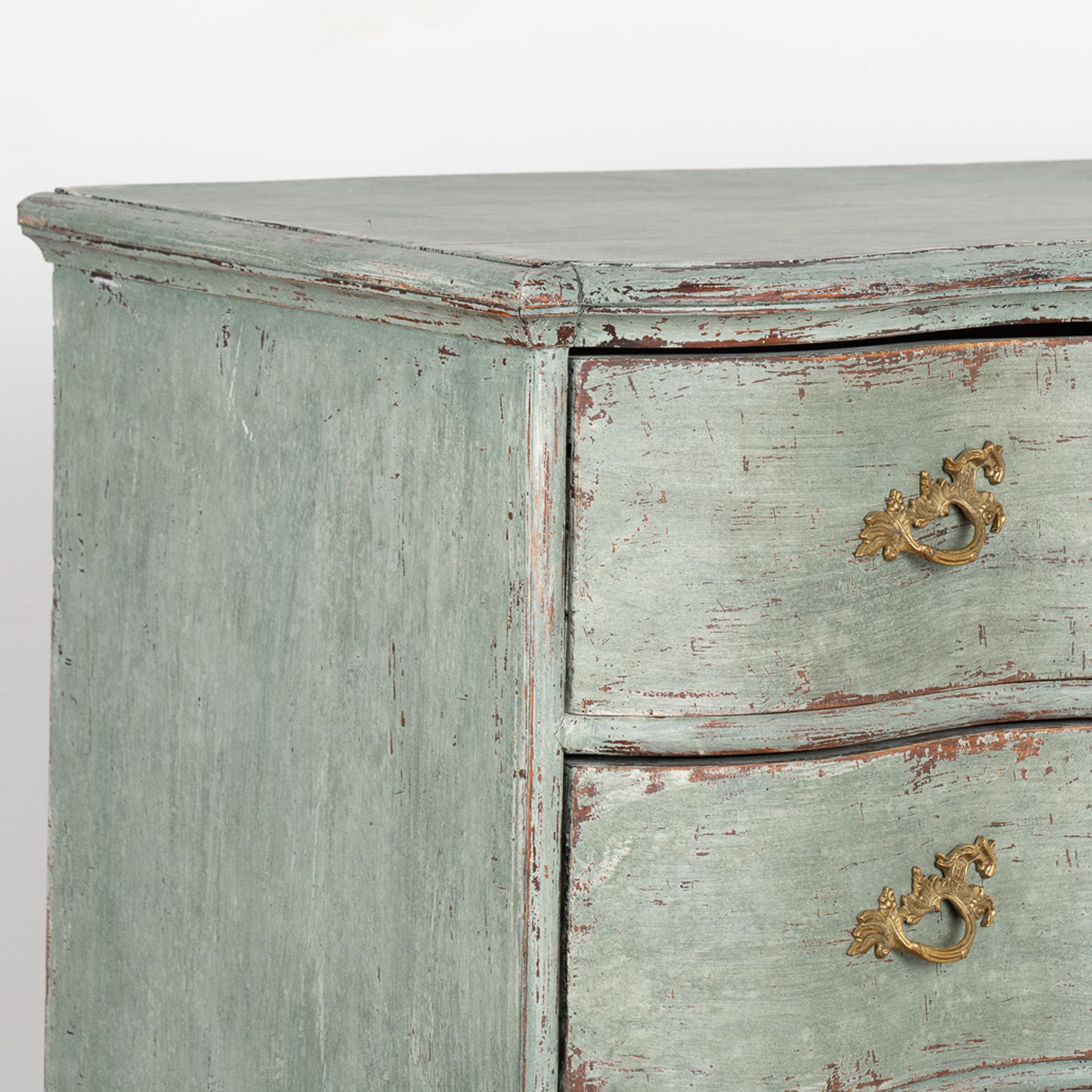 Antique Rococo Painted Large Chest of Four Drawers, Denmark circa 1750-80 For Sale 1