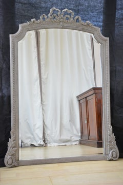 Antike Rokoko gemalt Wandspiegel H140cm c1900s