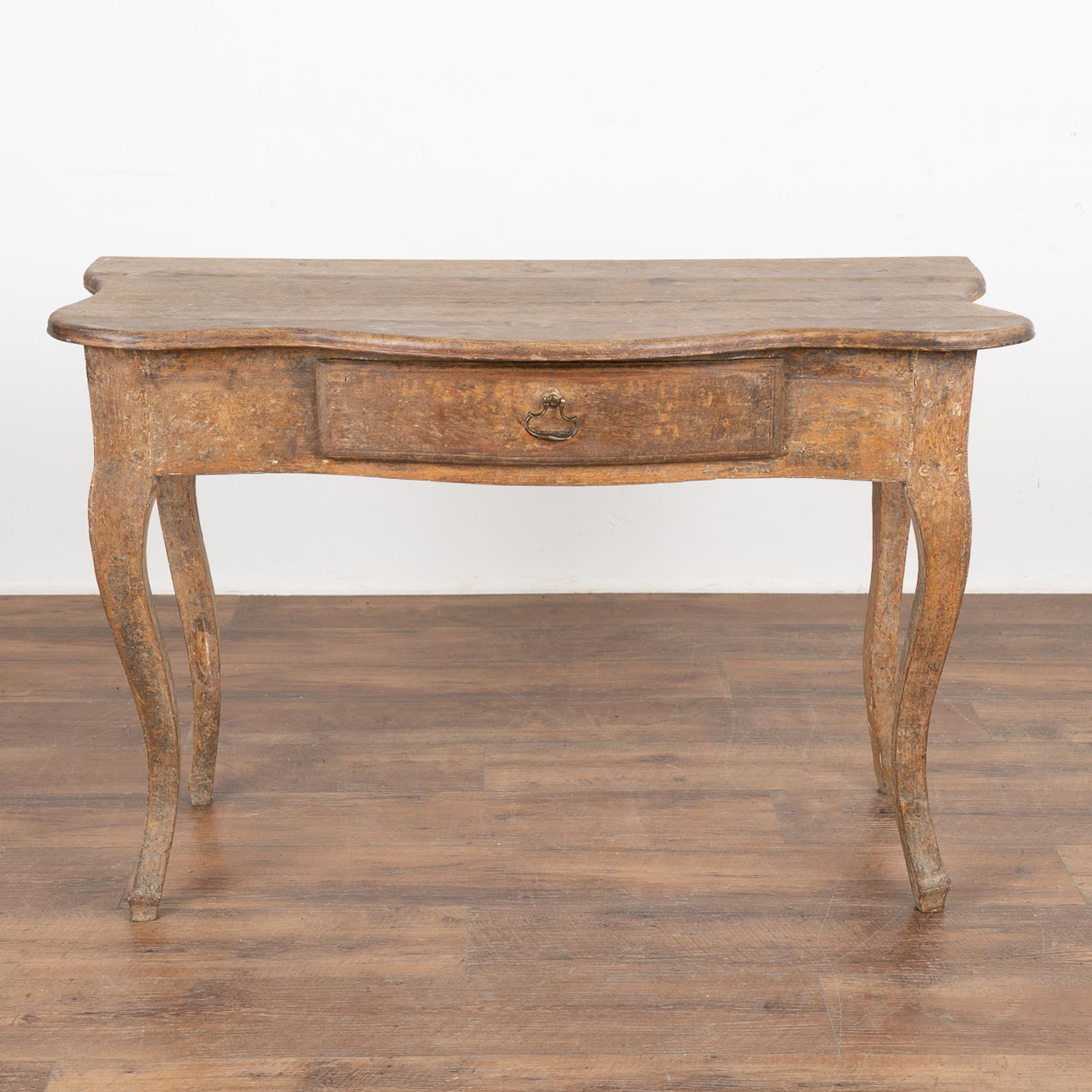 Antique Rococo Pine Side Table with Drawer, Sweden circa 1770-80 In Good Condition For Sale In Round Top, TX