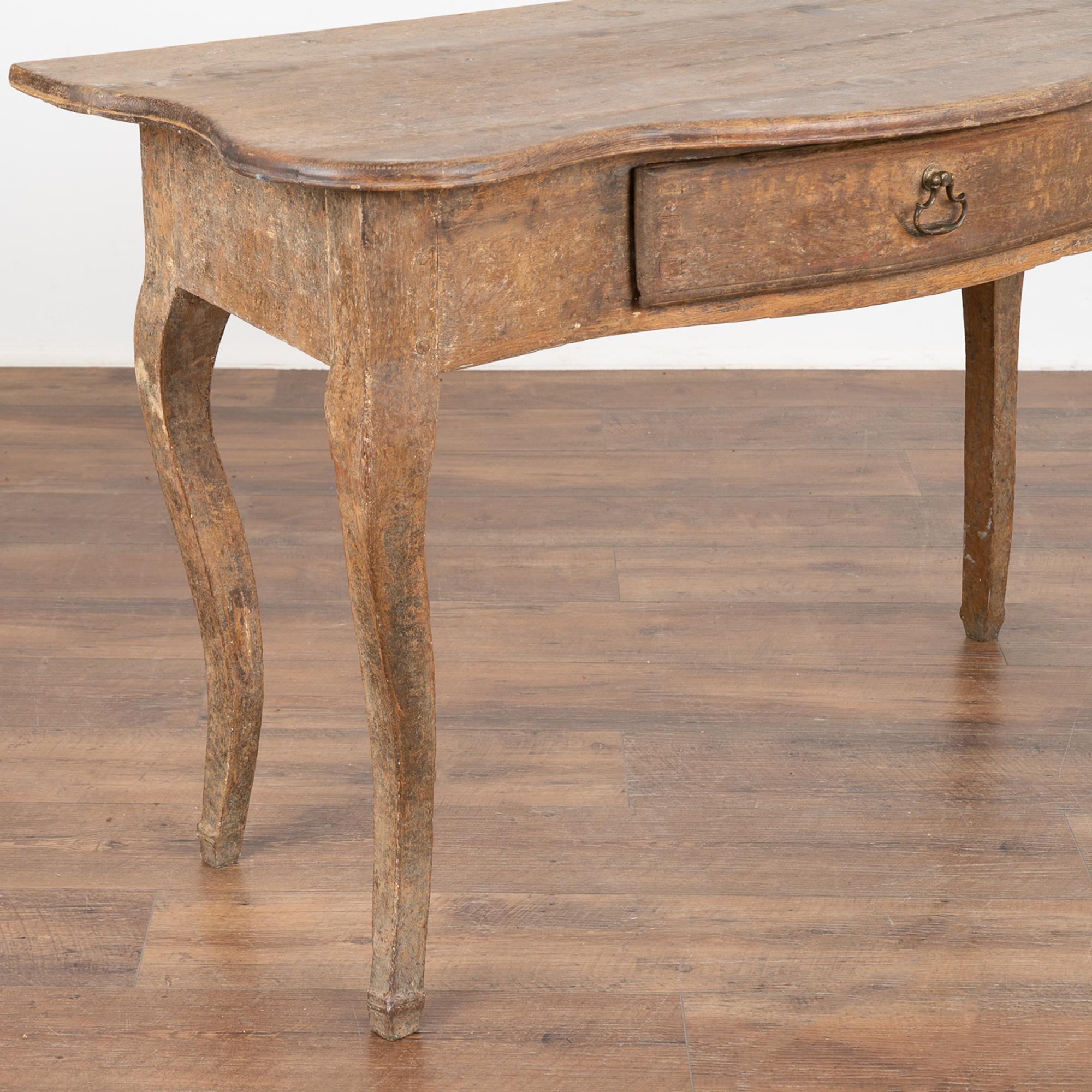Oak Antique Rococo Pine Side Table with Drawer, Sweden circa 1770-80 For Sale