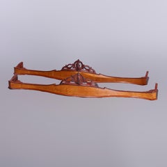 Antique Rococo Revival Birdseye Maple & Carved Walnut Window Valances, c1860