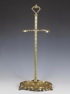 Antique Rococo Revival Brass Fireside Tool Stand