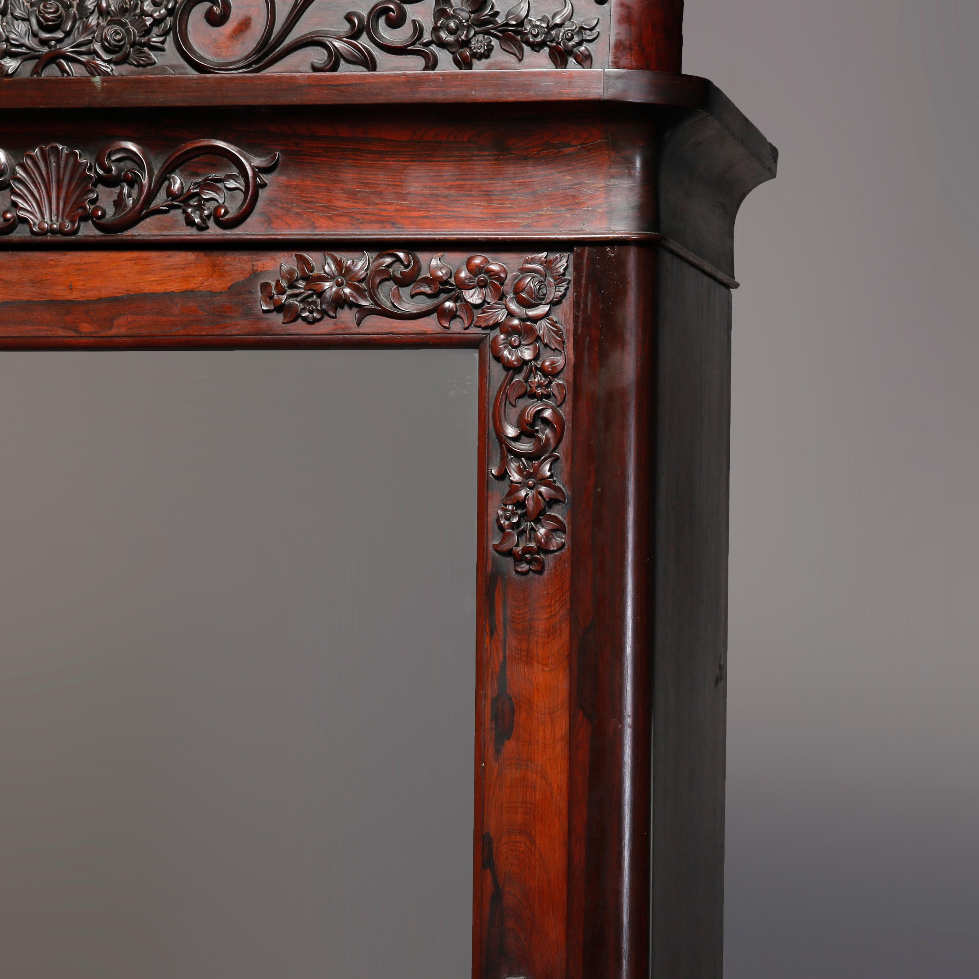 Antique Rococo Revival Carved Rosewood Mirrored Armoire, circa 1860 6