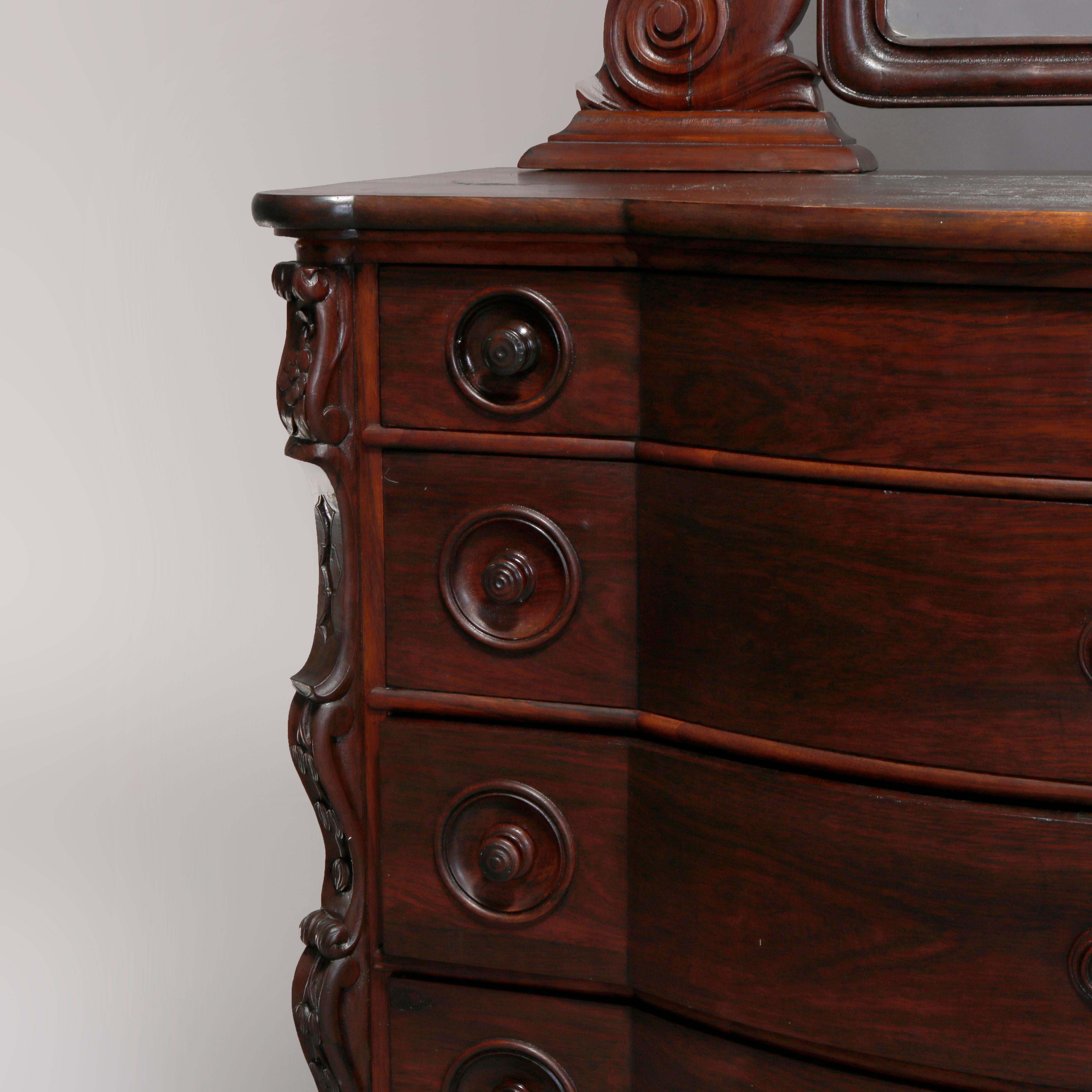 Antique Rococo Revival Carved Rosewood Mirrored Dresser, circa 1860 7
