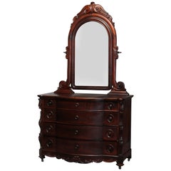 Antique Rococo Revival Carved Rosewood Mirrored Dresser, circa 1860