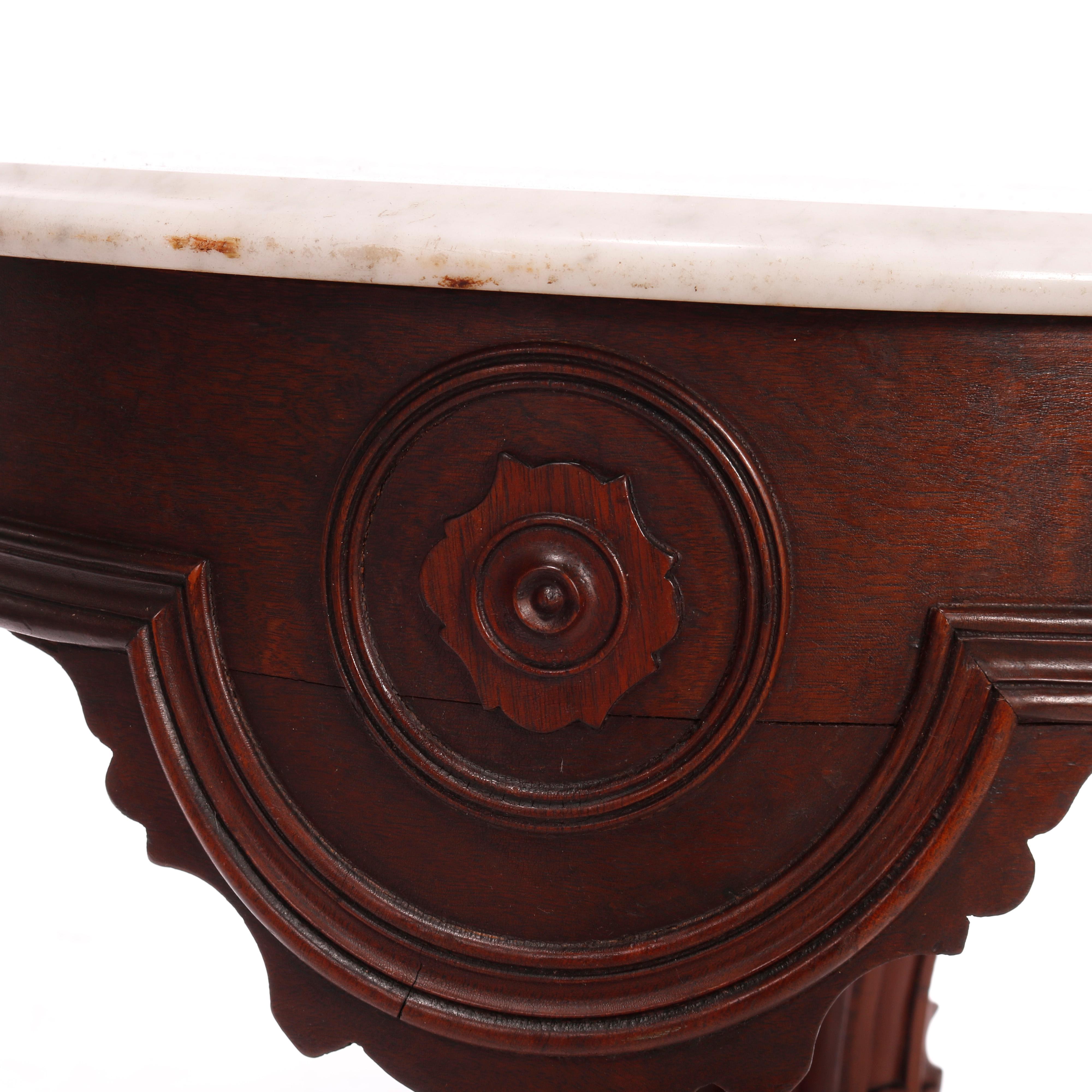 Antique Rococo Revival Carved Rosewood Oval Marble Top Table, Circa 1870 6