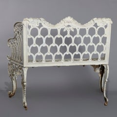 Antique Rococo Revival Cast Iron Kramer Bros. School Rose Garden Bench