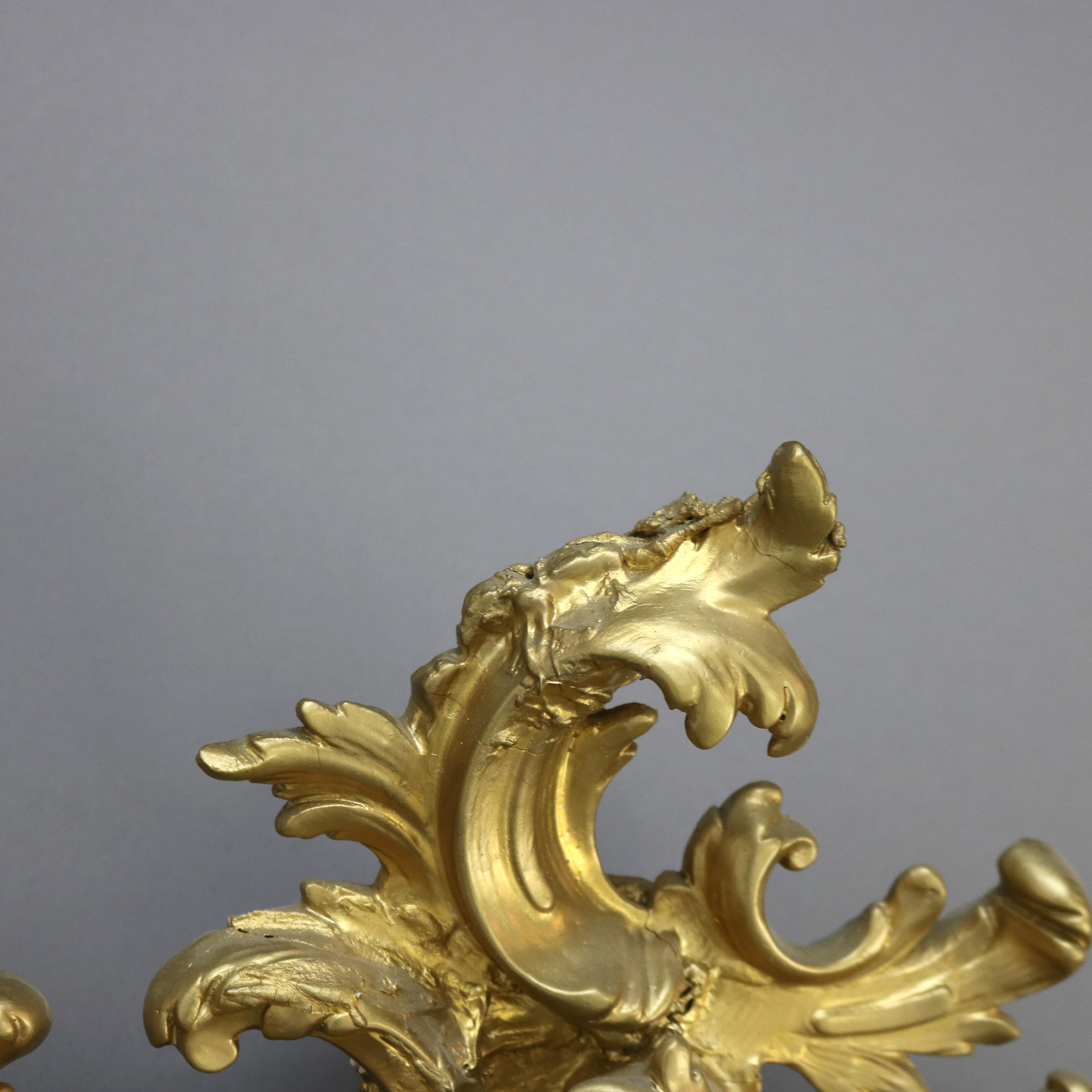Antique Rococo Revival Figural Cherub & Floral Carved Giltwood Wall Mirror c1890 5