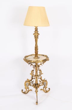 Antique Rococo Revival Ormolu & Onyx Telescopic Standard Lamp circa 1900