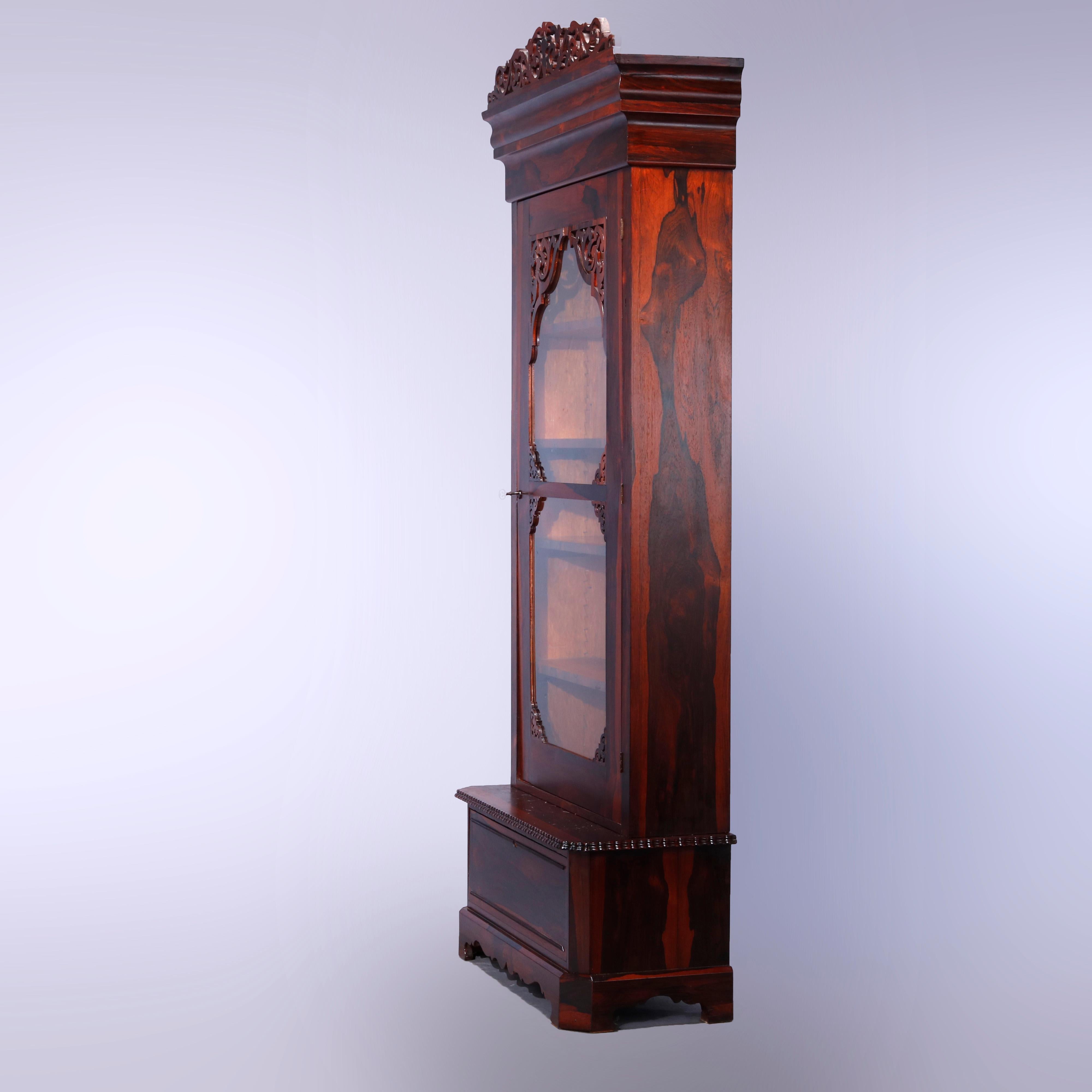Antique Rococo Revival Rosewood Single Door Bookcase Cabinet, Circa 1880 8