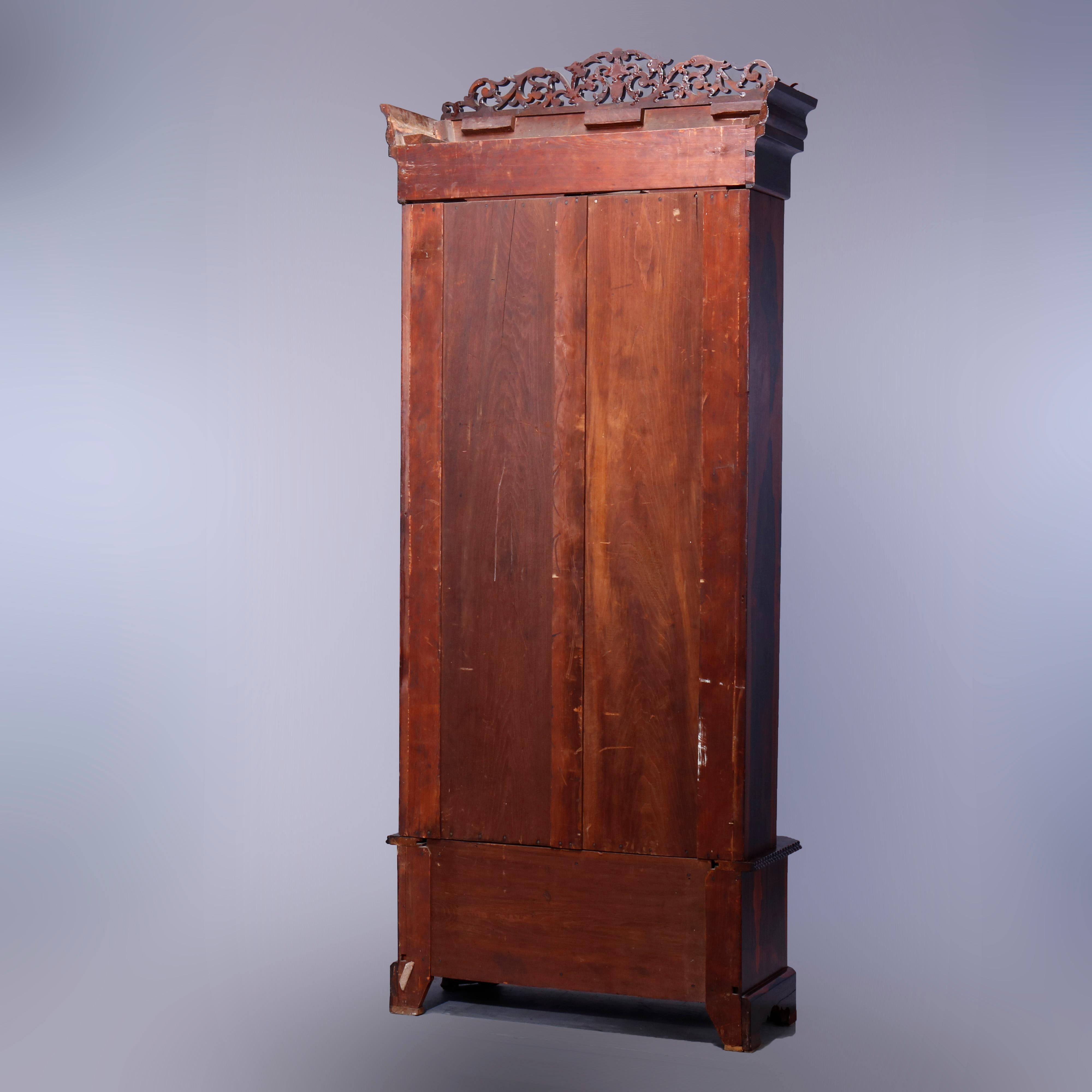 Antique Rococo Revival Rosewood Single Door Bookcase Cabinet, Circa 1880 9