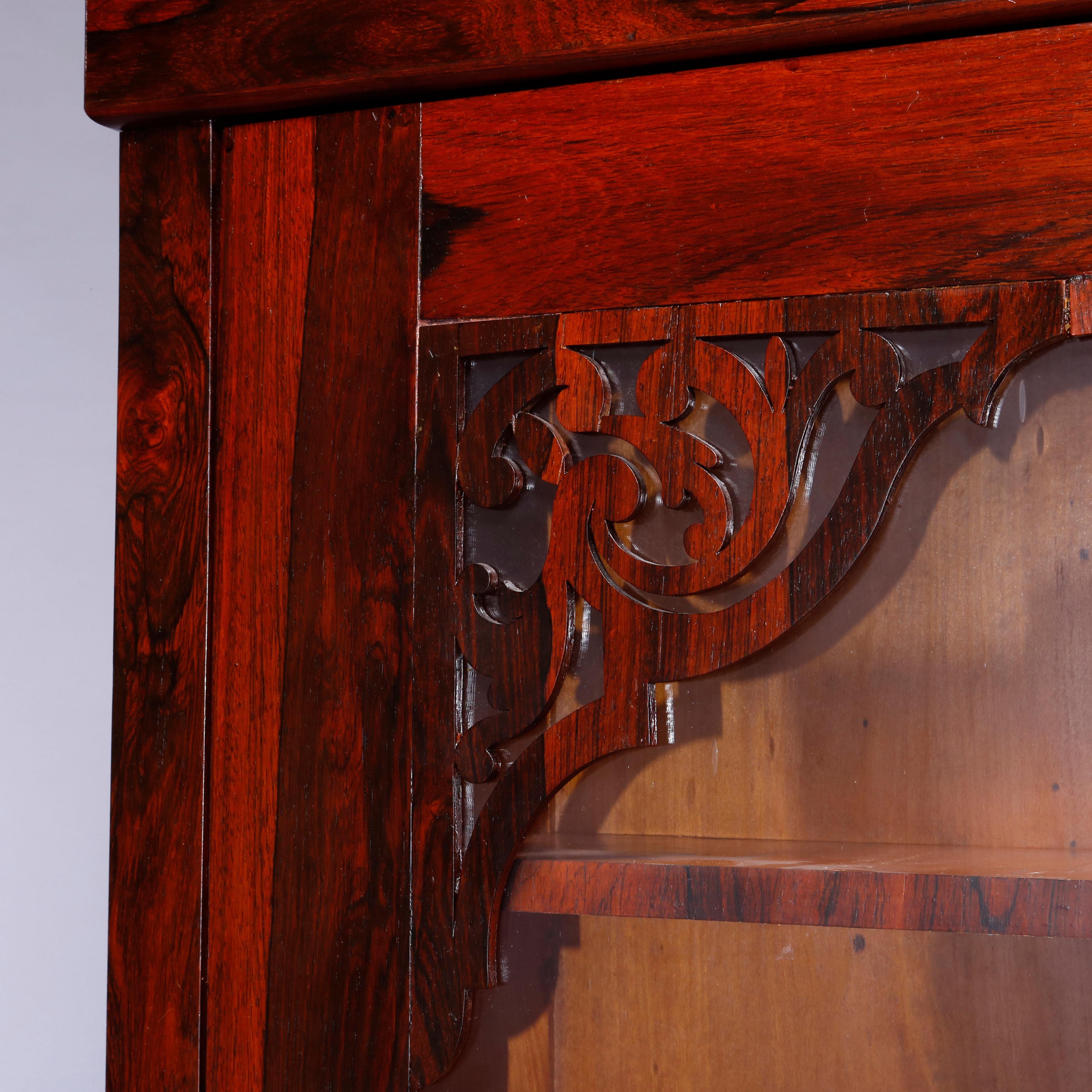 Antique Rococo Revival Rosewood Single Door Bookcase Cabinet, Circa 1880 In Good Condition In Big Flats, NY