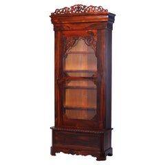 Antique Rococo Revival Rosewood Single Door Bookcase Cabinet, Circa 1880