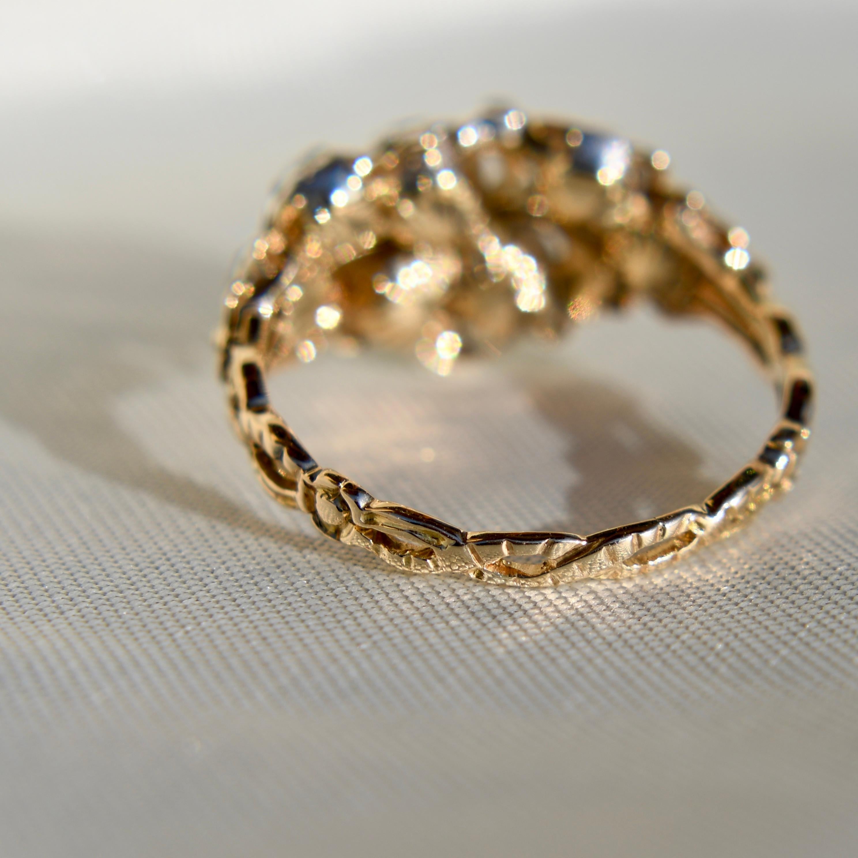 Women's Antique Rococo rose cut diamond Giardinetti ring, France around 1760 For Sale