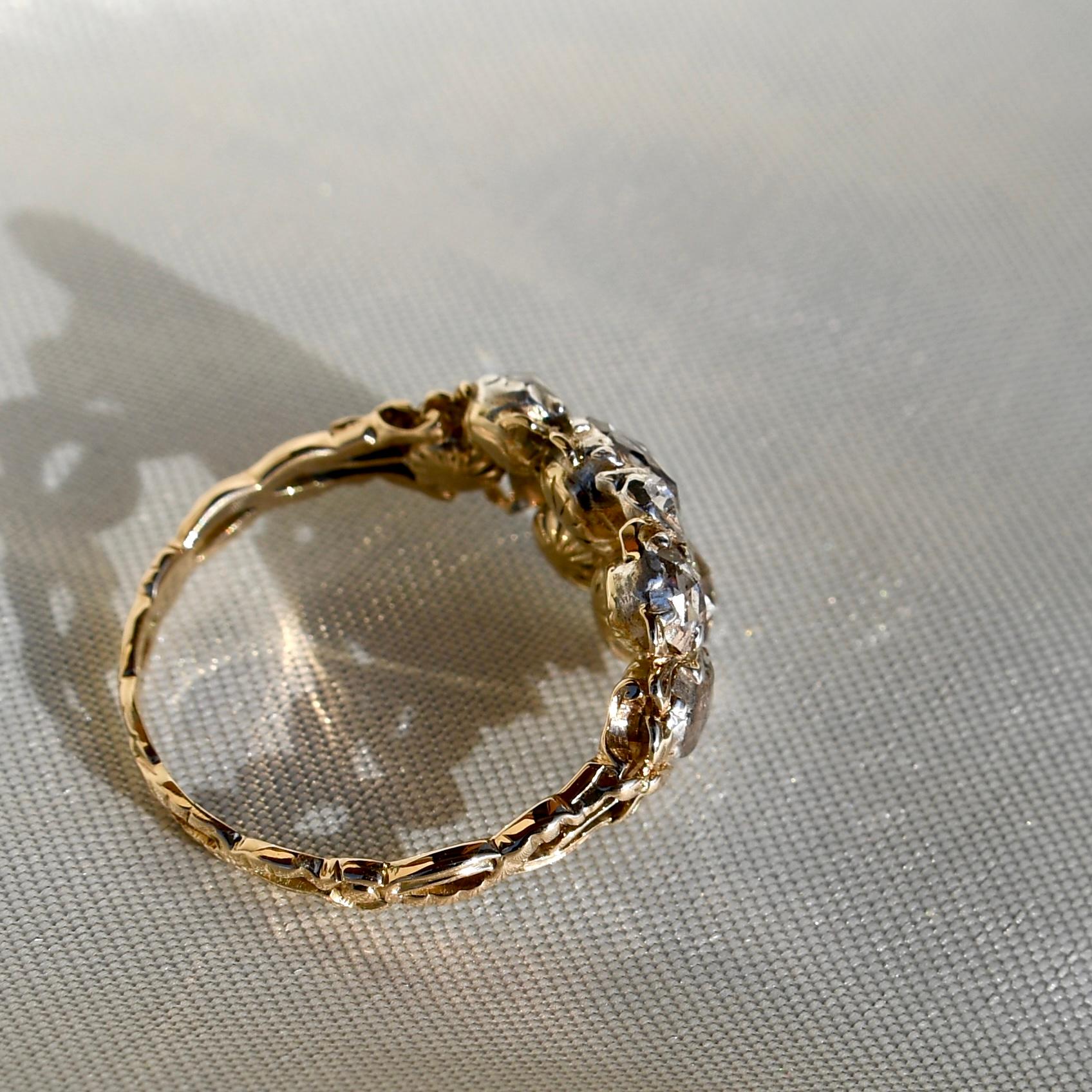 Antique Rococo rose cut diamond Giardinetti ring, France around 1760 2