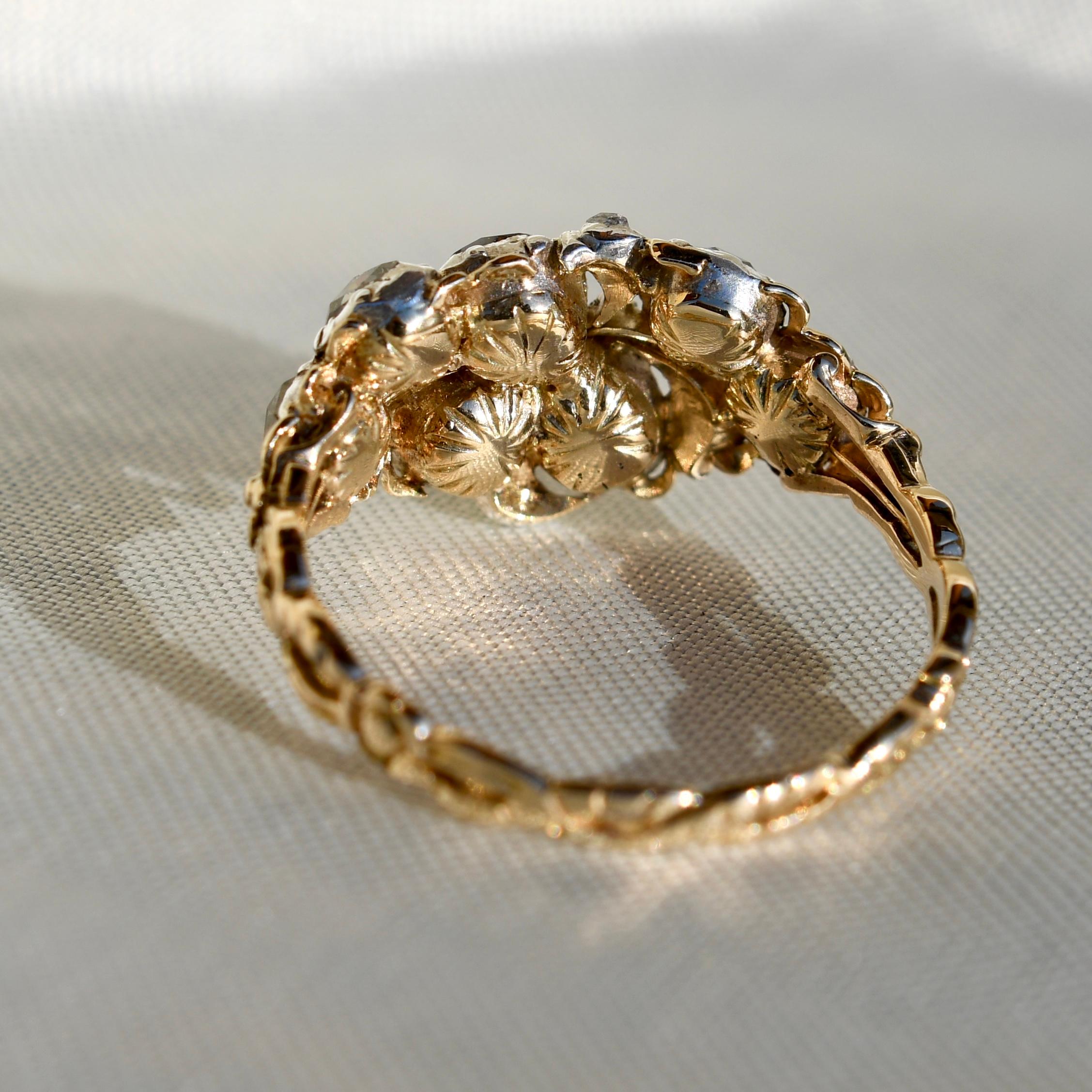 Antique Rococo rose cut diamond Giardinetti ring, France around 1760 3