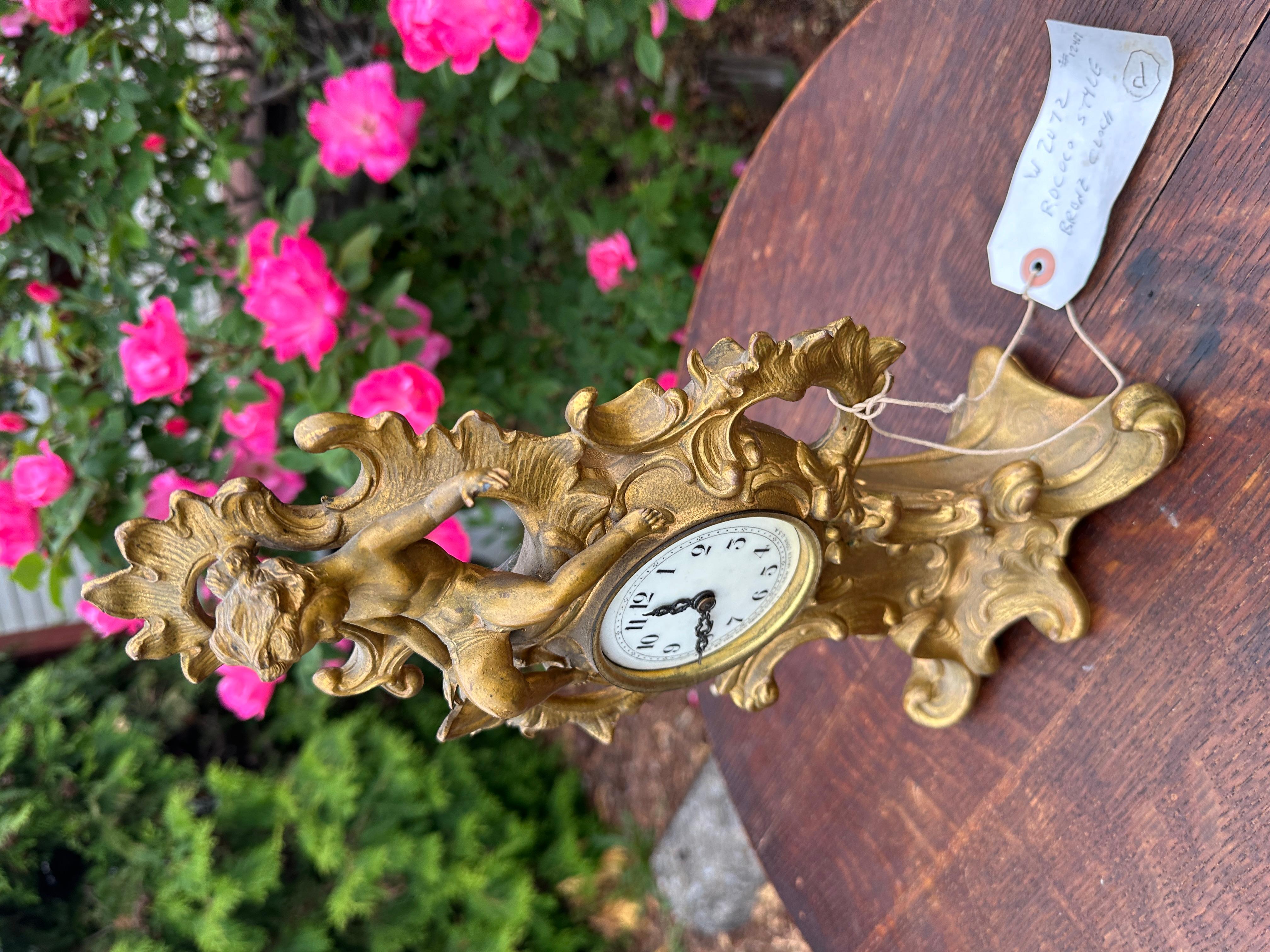 Antique Rococo Style Bronze Clock - W2072 For Sale 10
