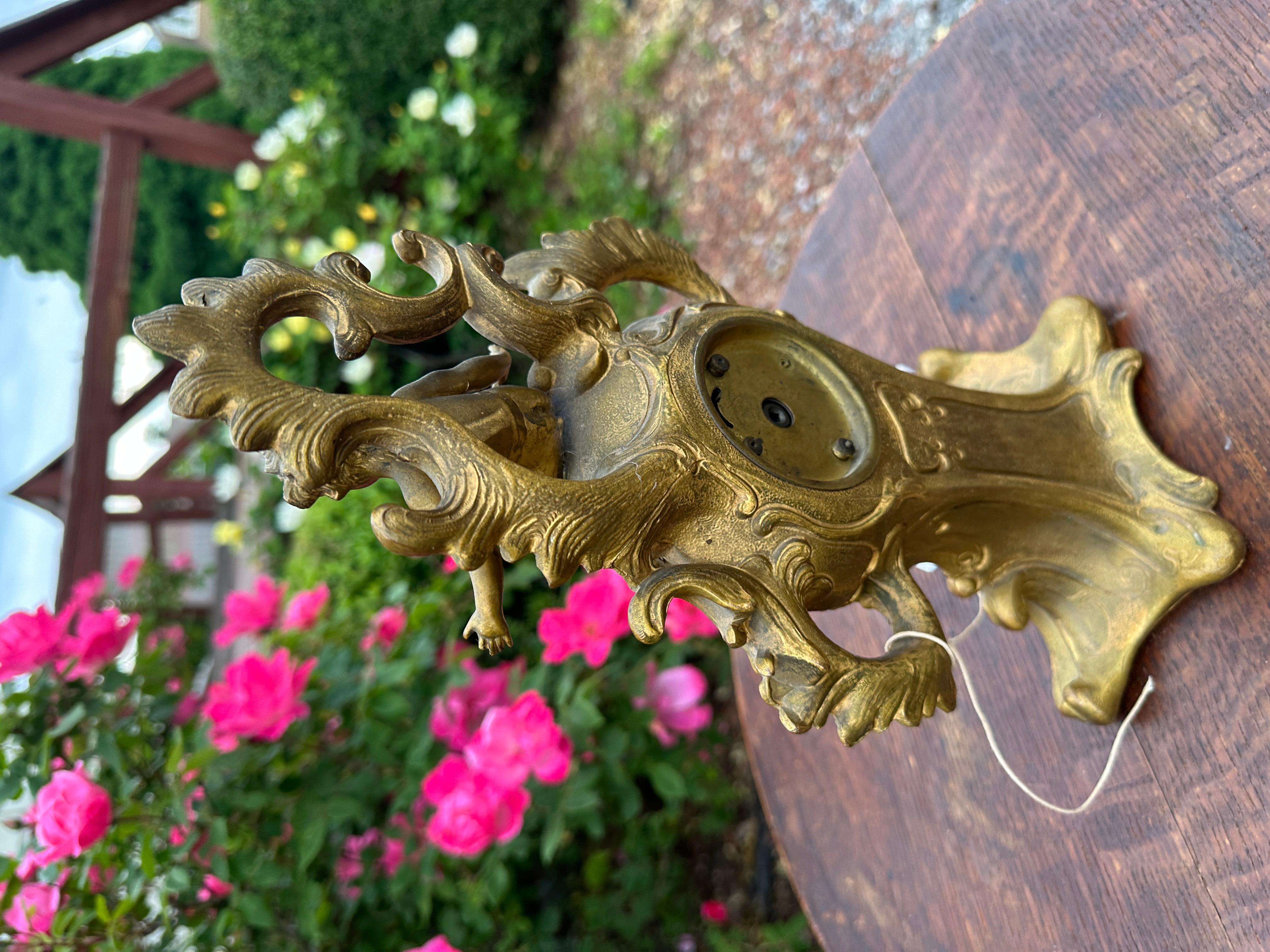 American Antique Rococo Style Bronze Clock - W2072 For Sale