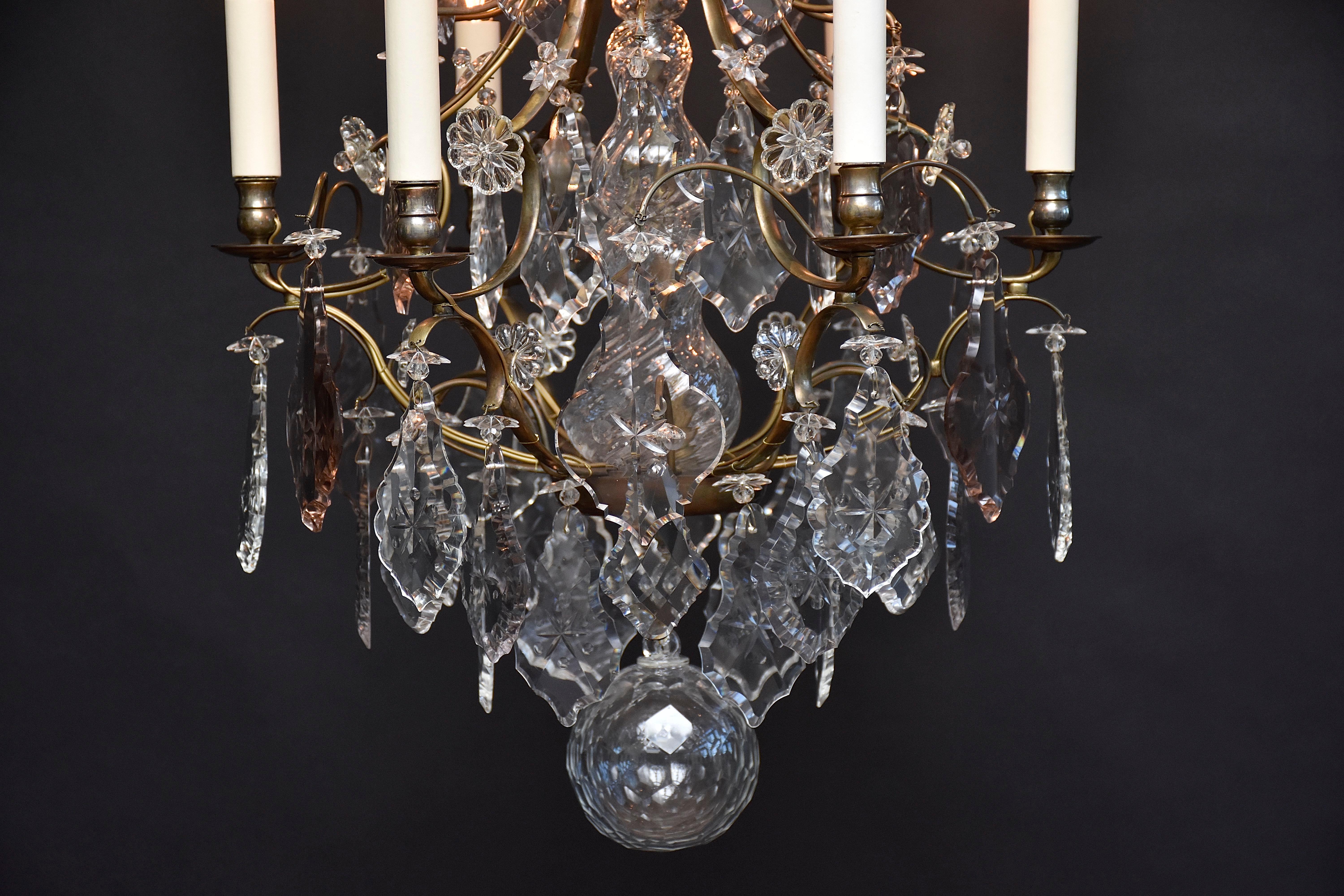 Antico lampadario di cristallo in stile rococò in vendita 3