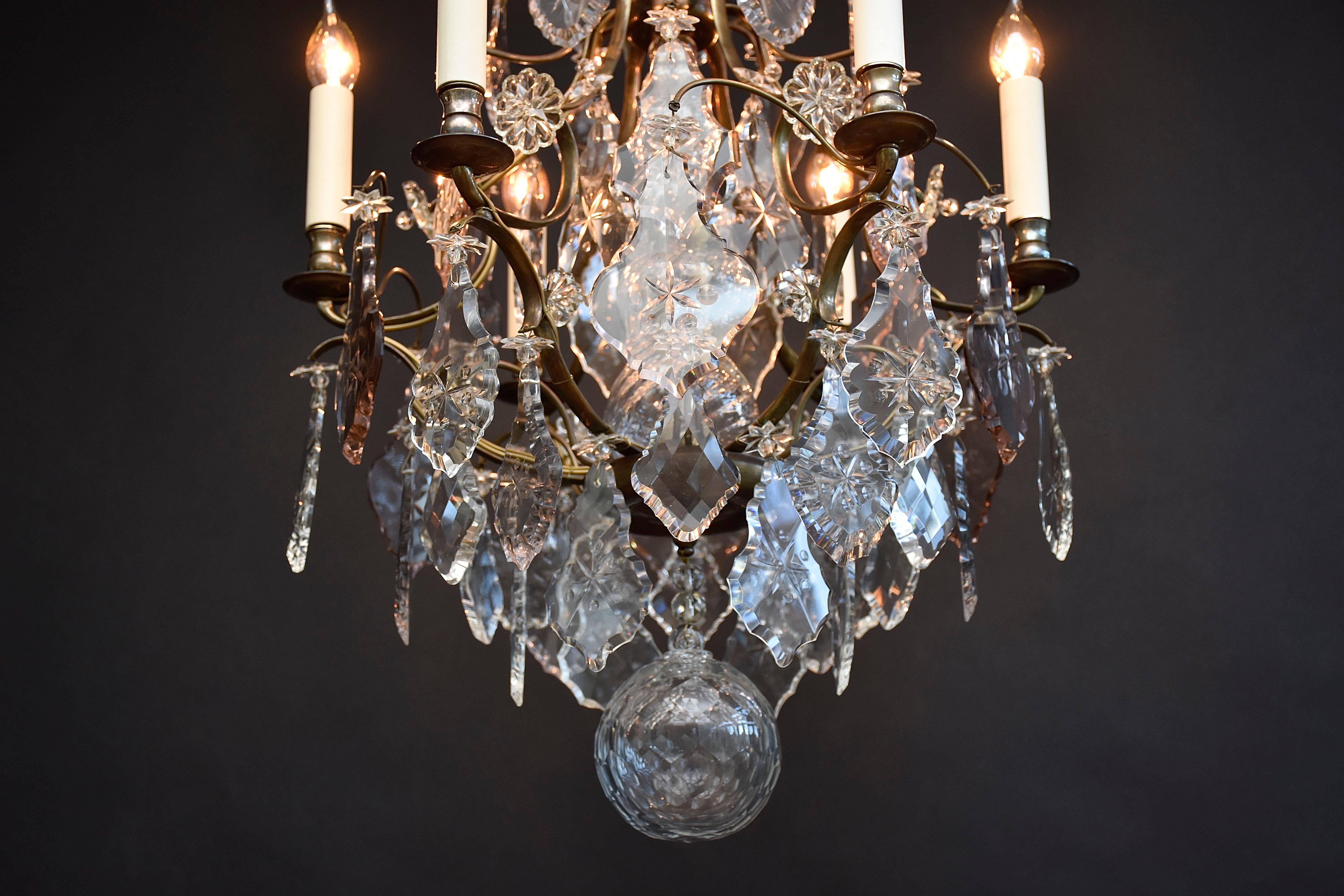 Antico lampadario di cristallo in stile rococò in vendita 4