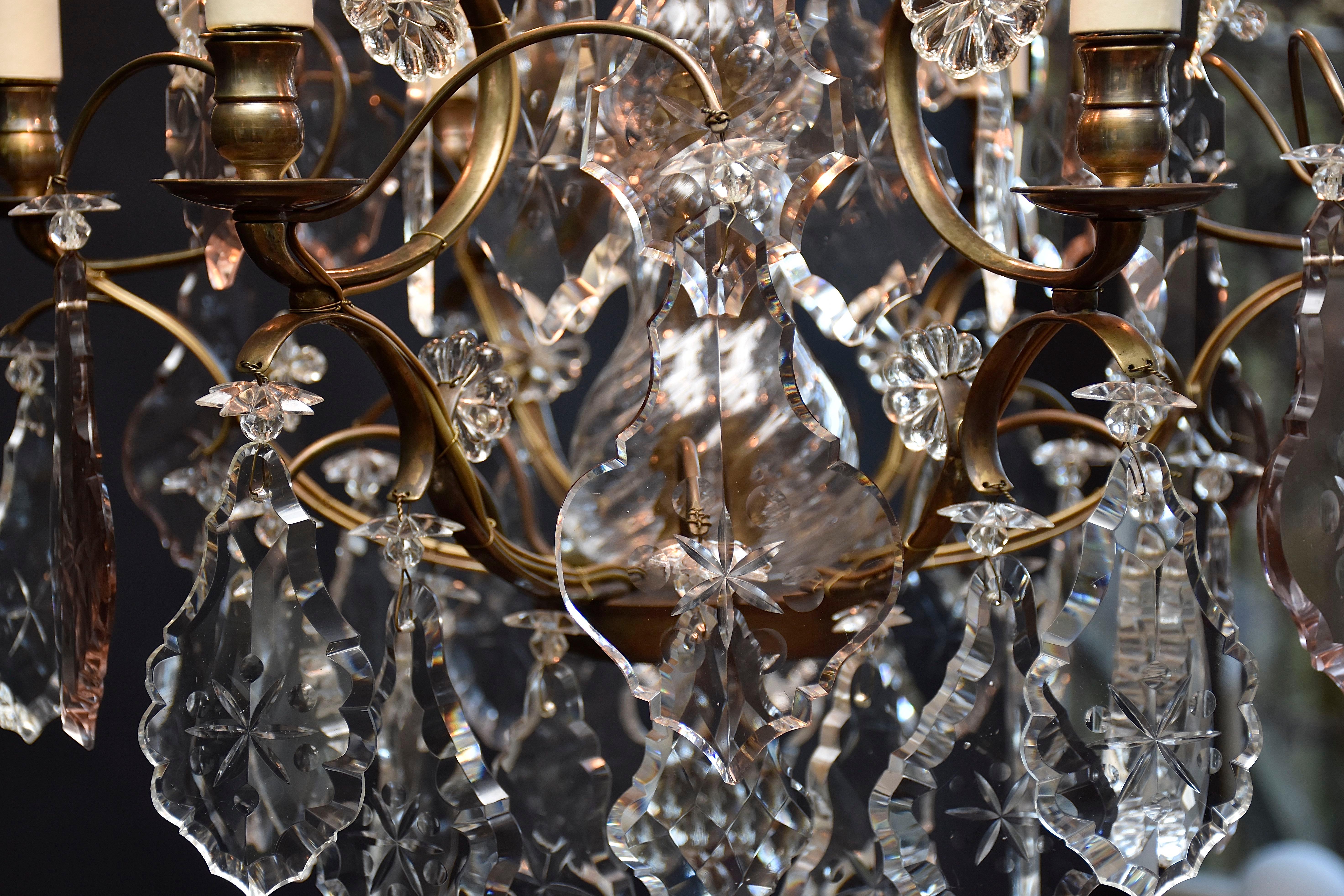 Antico lampadario di cristallo in stile rococò in vendita 8