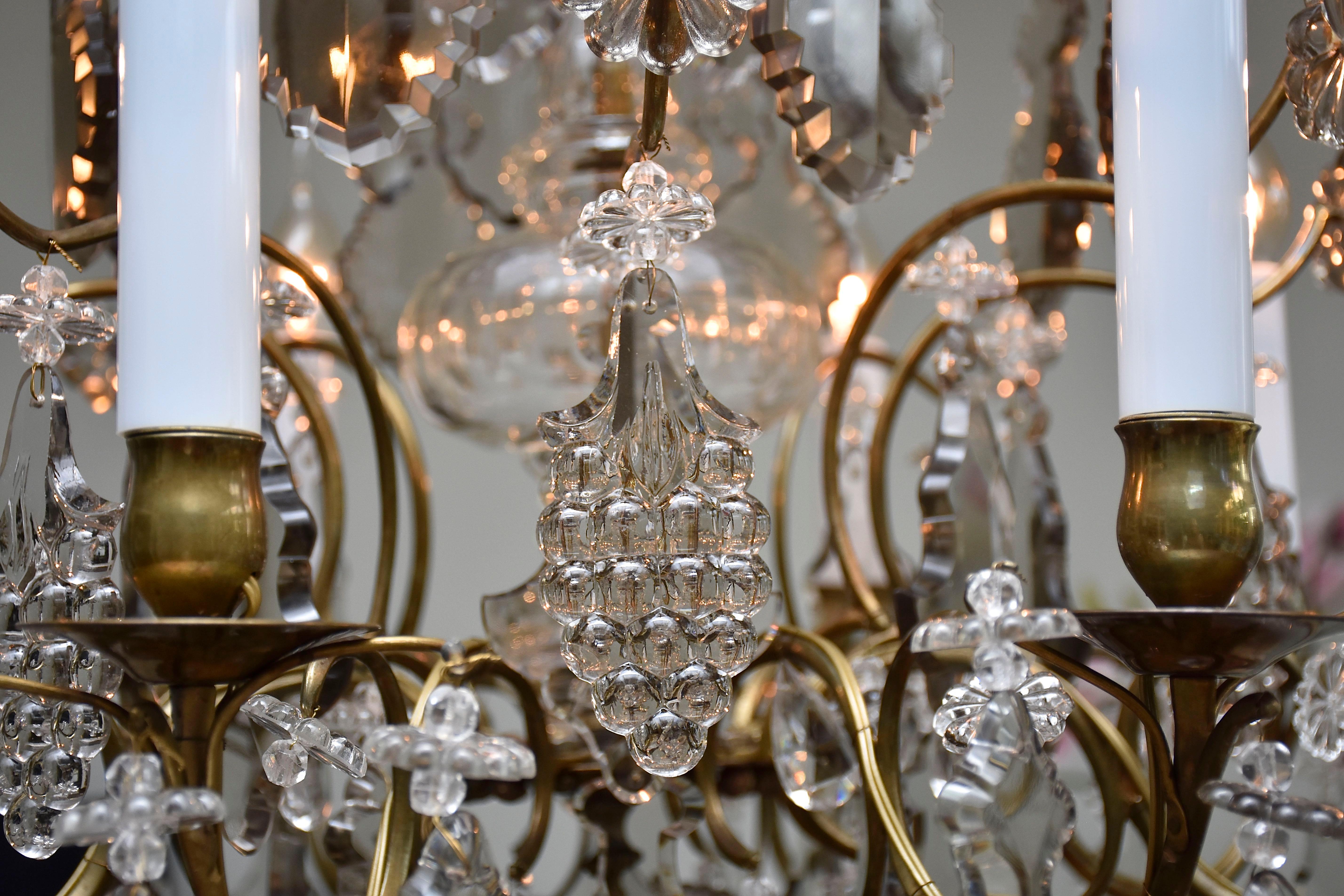 19th Century Antique Rococo style crystal chandelier For Sale