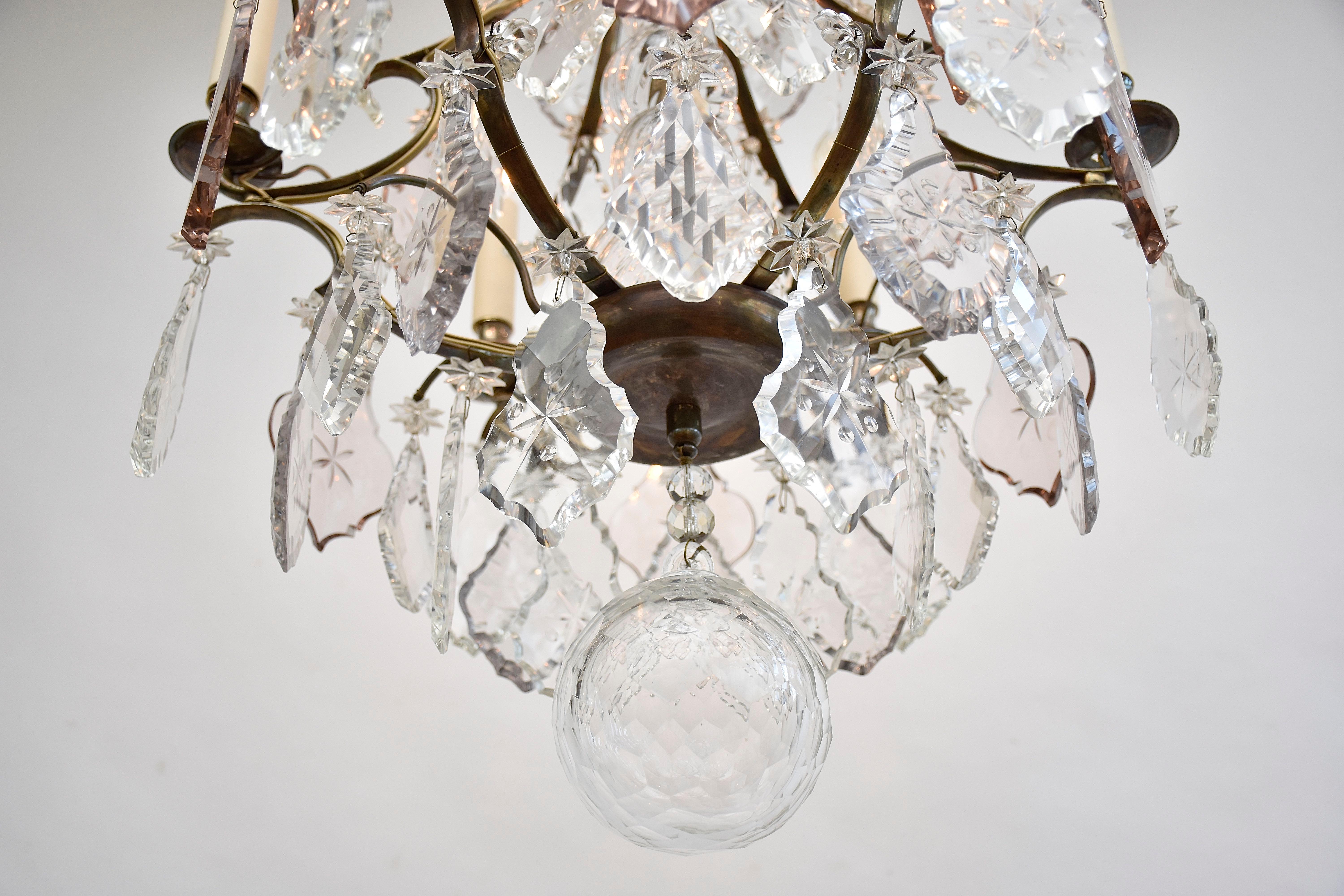 XX secolo Antico lampadario di cristallo in stile rococò in vendita