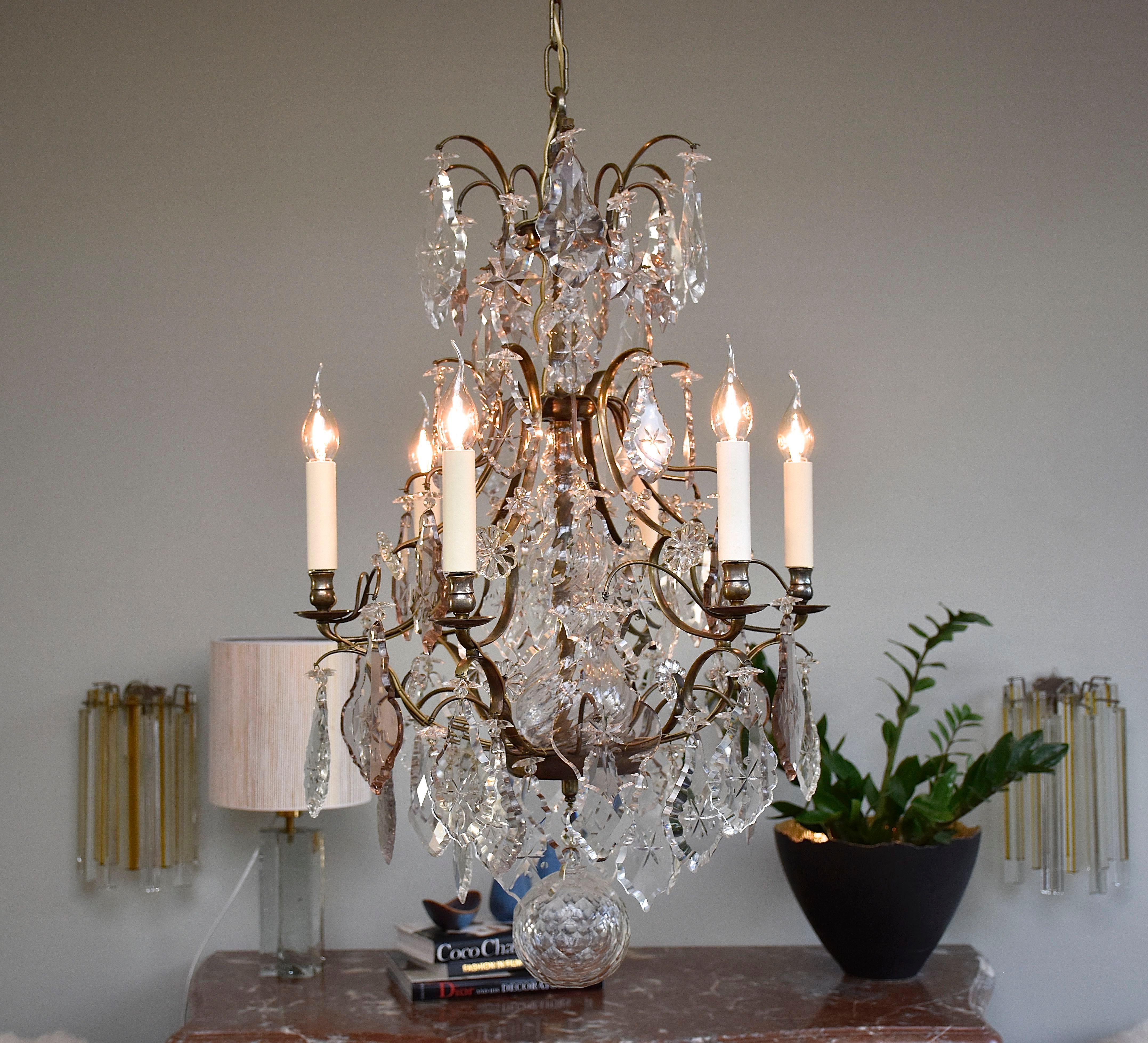 Antico lampadario di cristallo in stile rococò in vendita 1