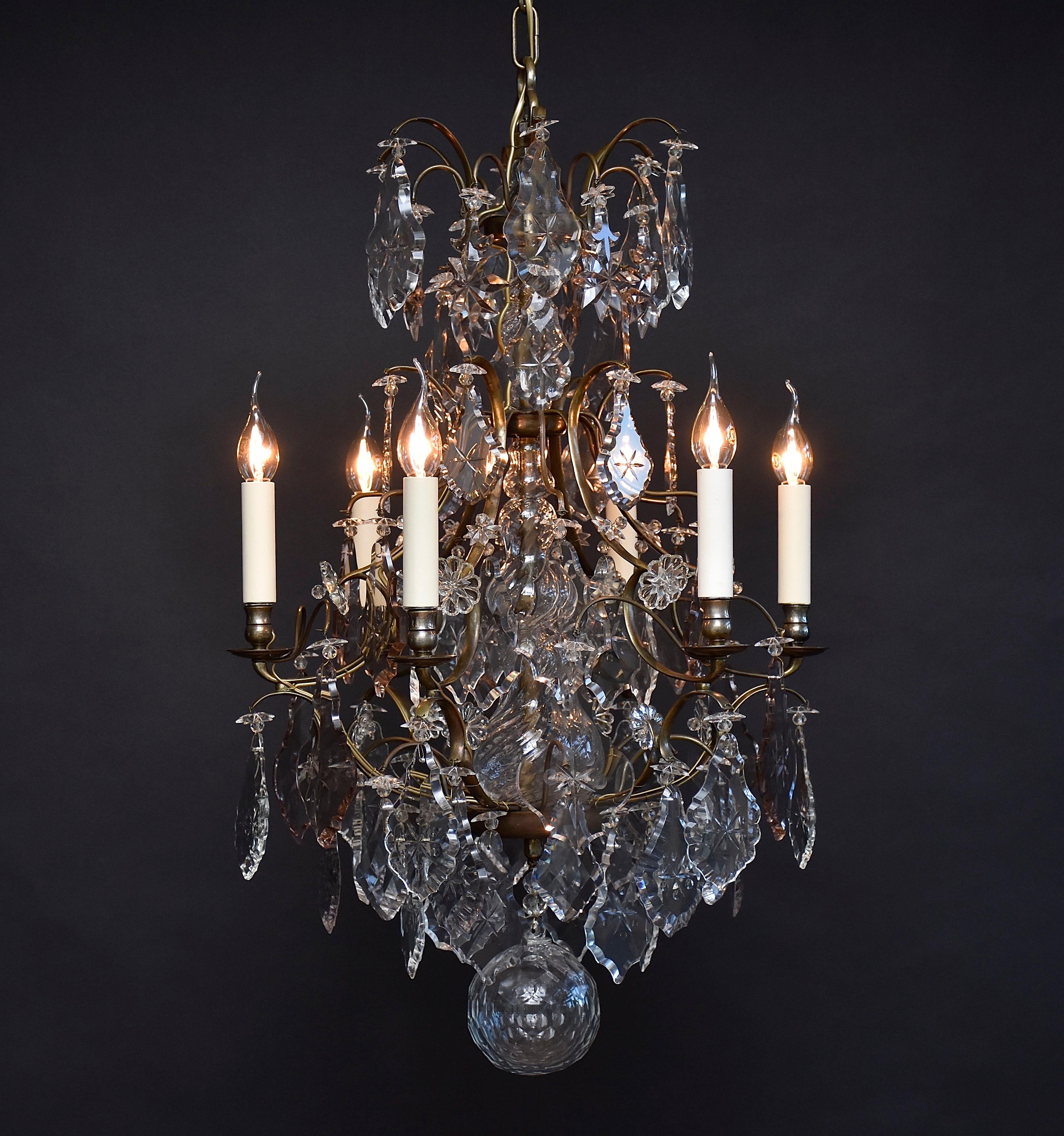 Antico lampadario di cristallo in stile rococò in vendita 2