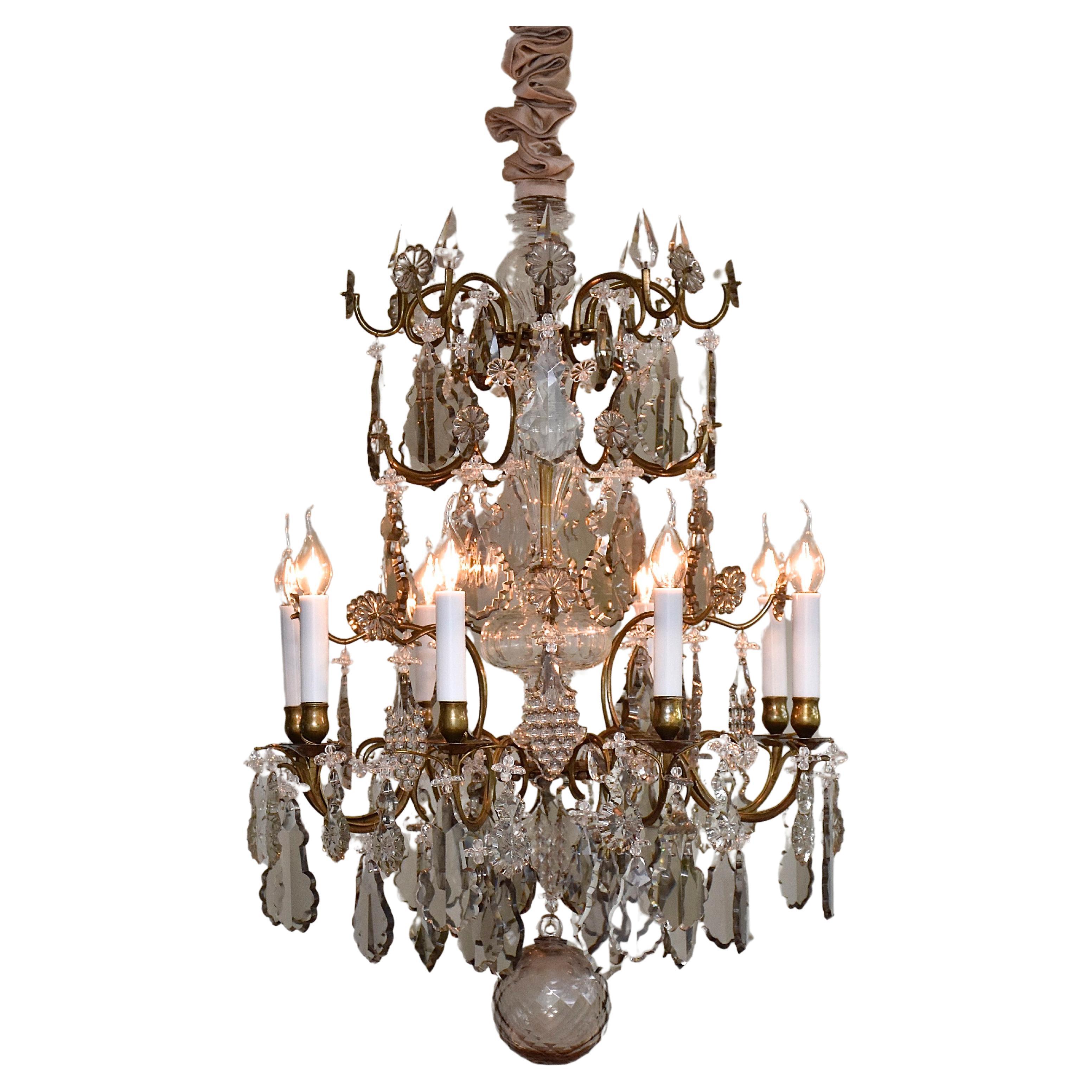 Antique Rococo style crystal chandelier For Sale